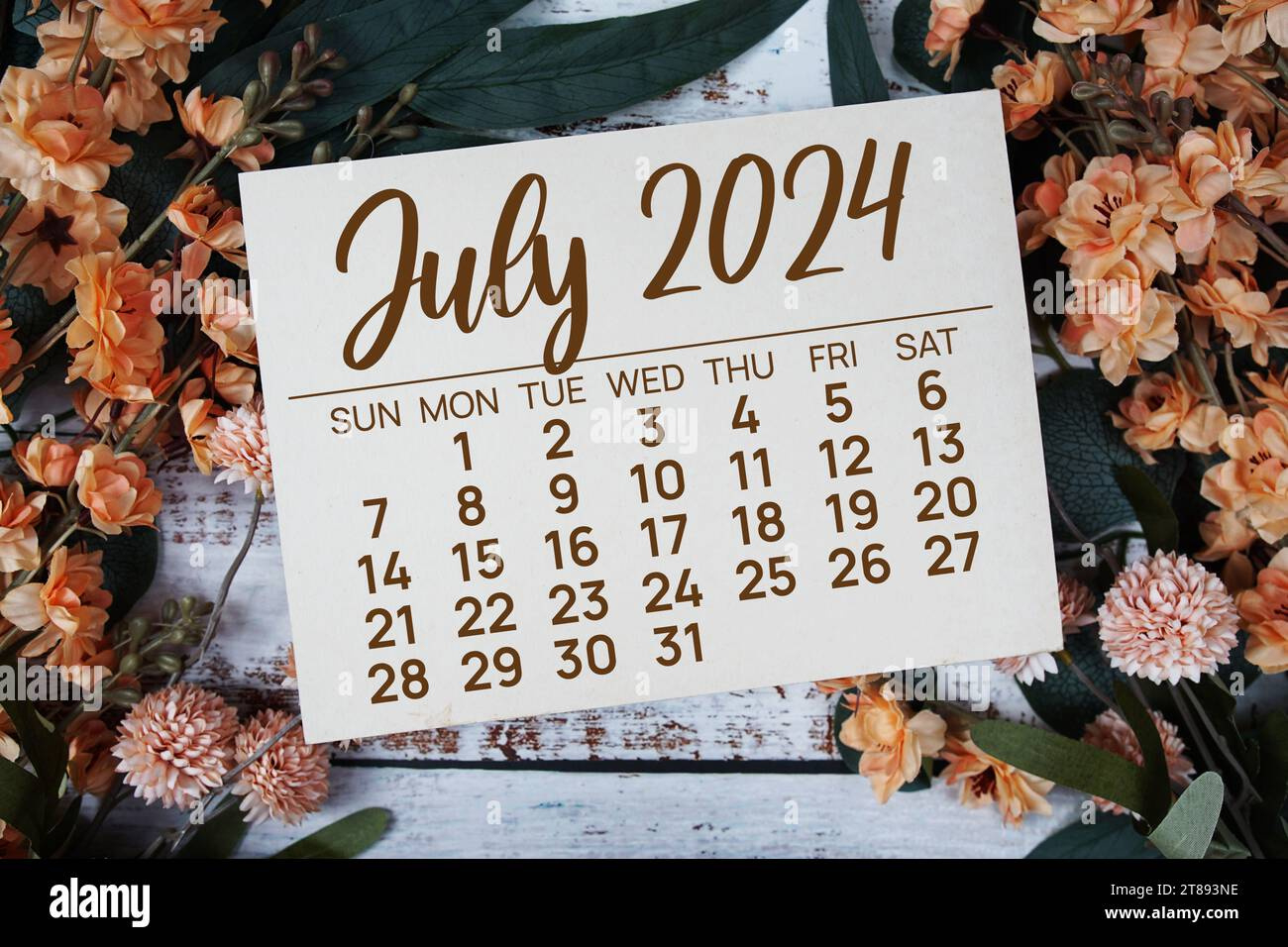 July 2024 Monthly Calendar With Flower Bouquet Decoration On with regard to July Calendar 2024 Background