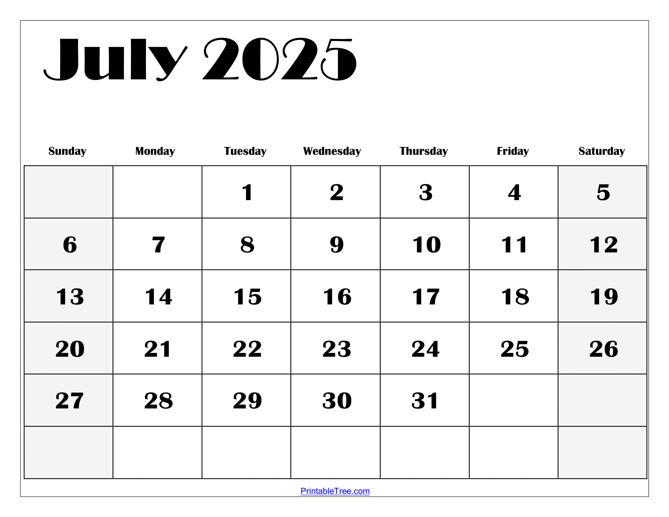 July 2025 Calendar Printable Pdf Template With Holidays pertaining to Calendar For July 2025
