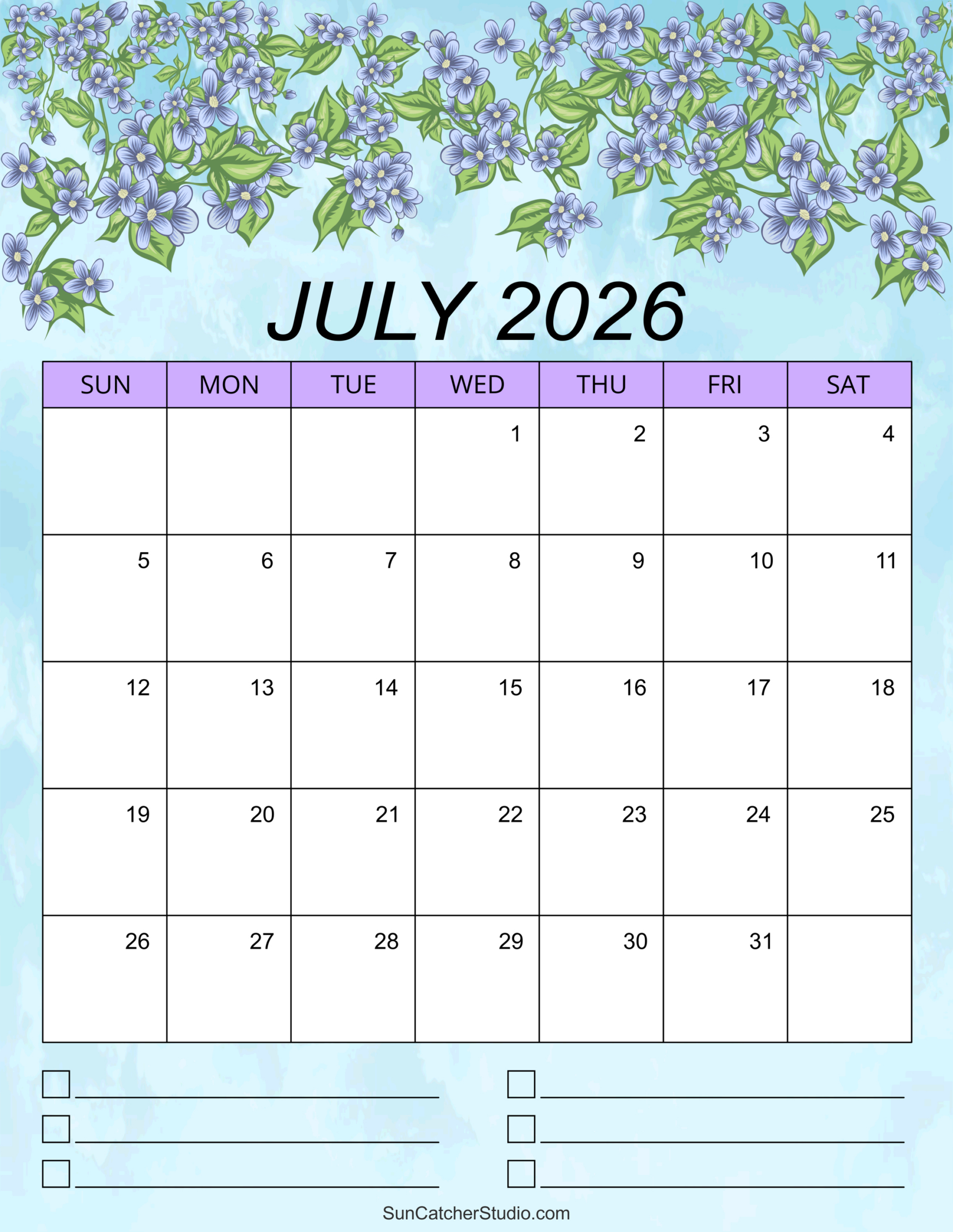 July 2026 Calendar (Free Printable) – Diy Projects, Patterns within Calendar For July 2026