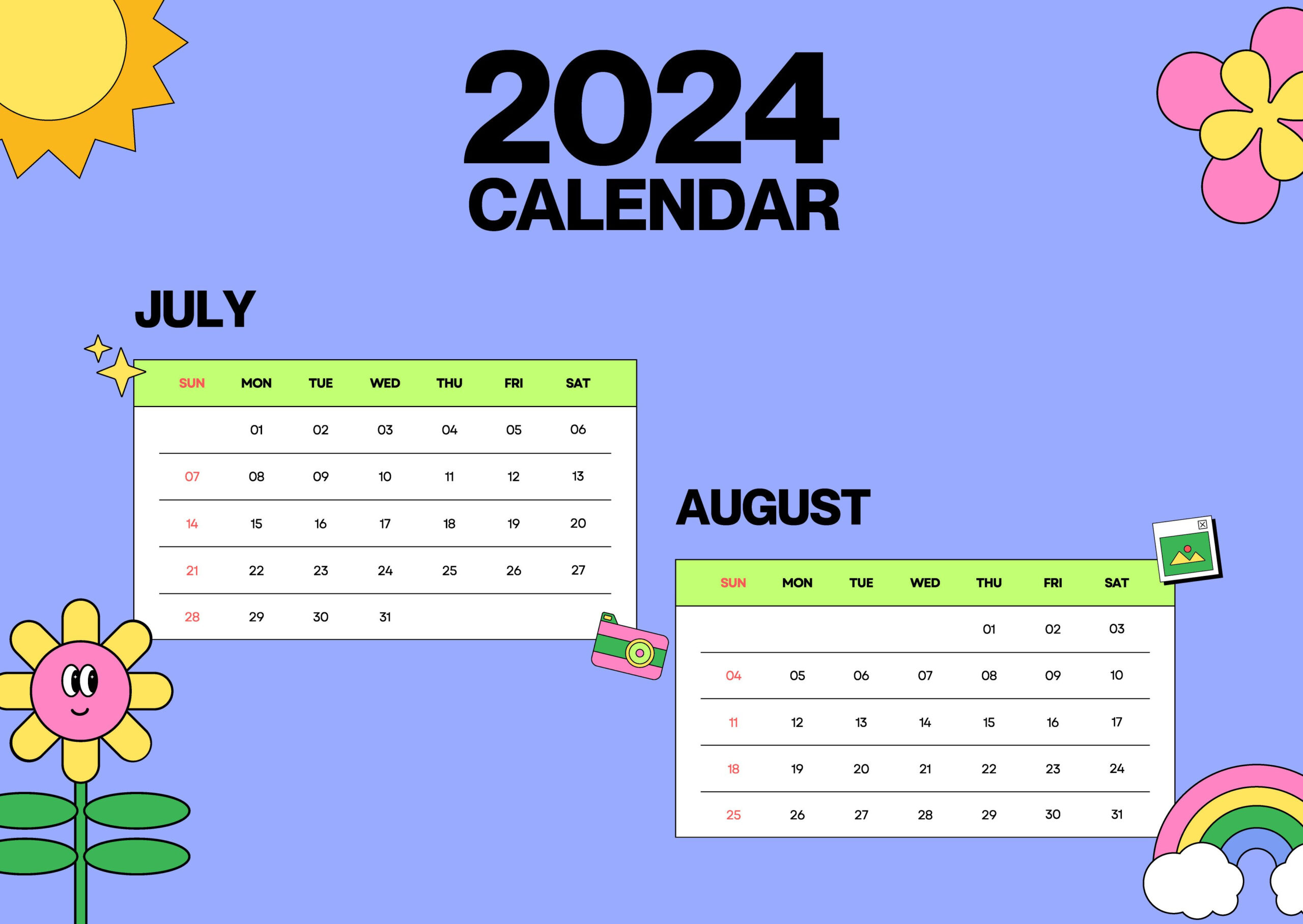 July August 2024 Calendar Template - Edit Online &amp;amp; Download inside 2024 July and August Calendar