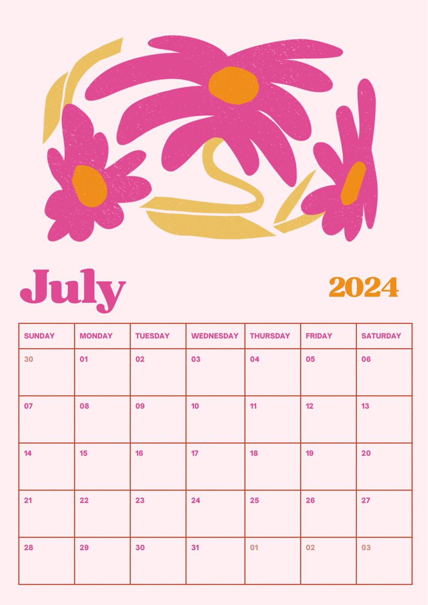 July Calendar 2024 in July Bullet Journal Calendar 2024