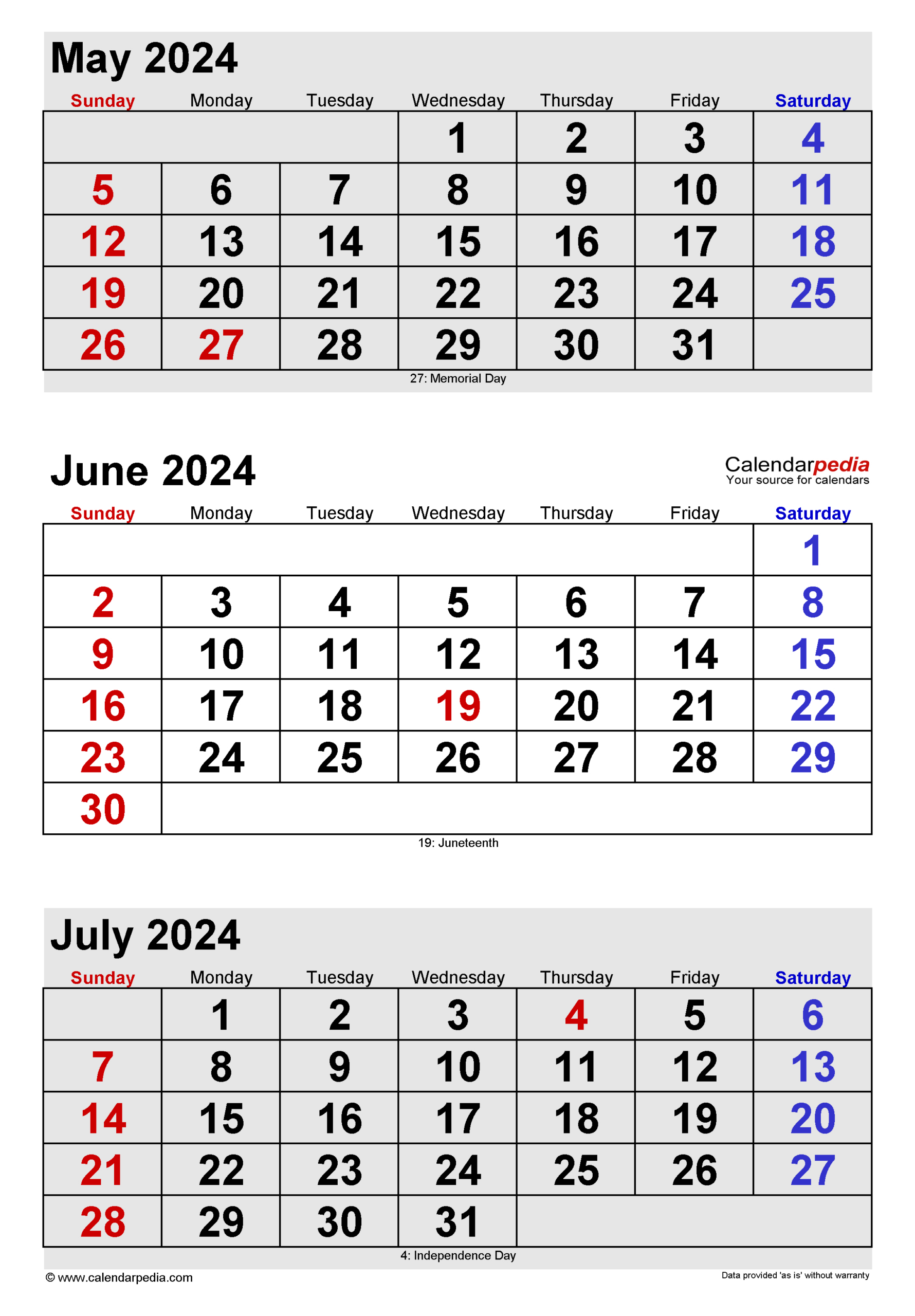 June 2024 Calendar | Templates For Word, Excel And Pdf for June July August 2024 Calendar Word