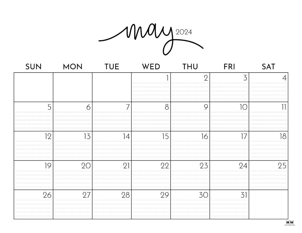 May 2024 Calendars - 50 Free Printables | Printabulls for Free Printable Blank May 2024 Calendar