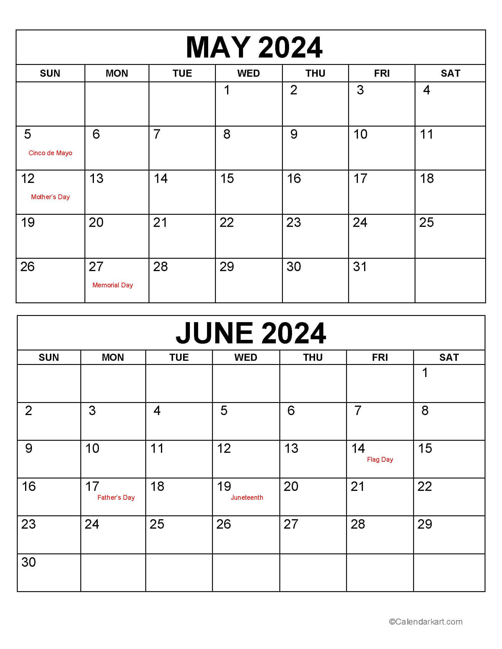 May June 2024 Calendars (3Rd Bi-Monthly) - Calendarkart for May June July 2024 Calendar