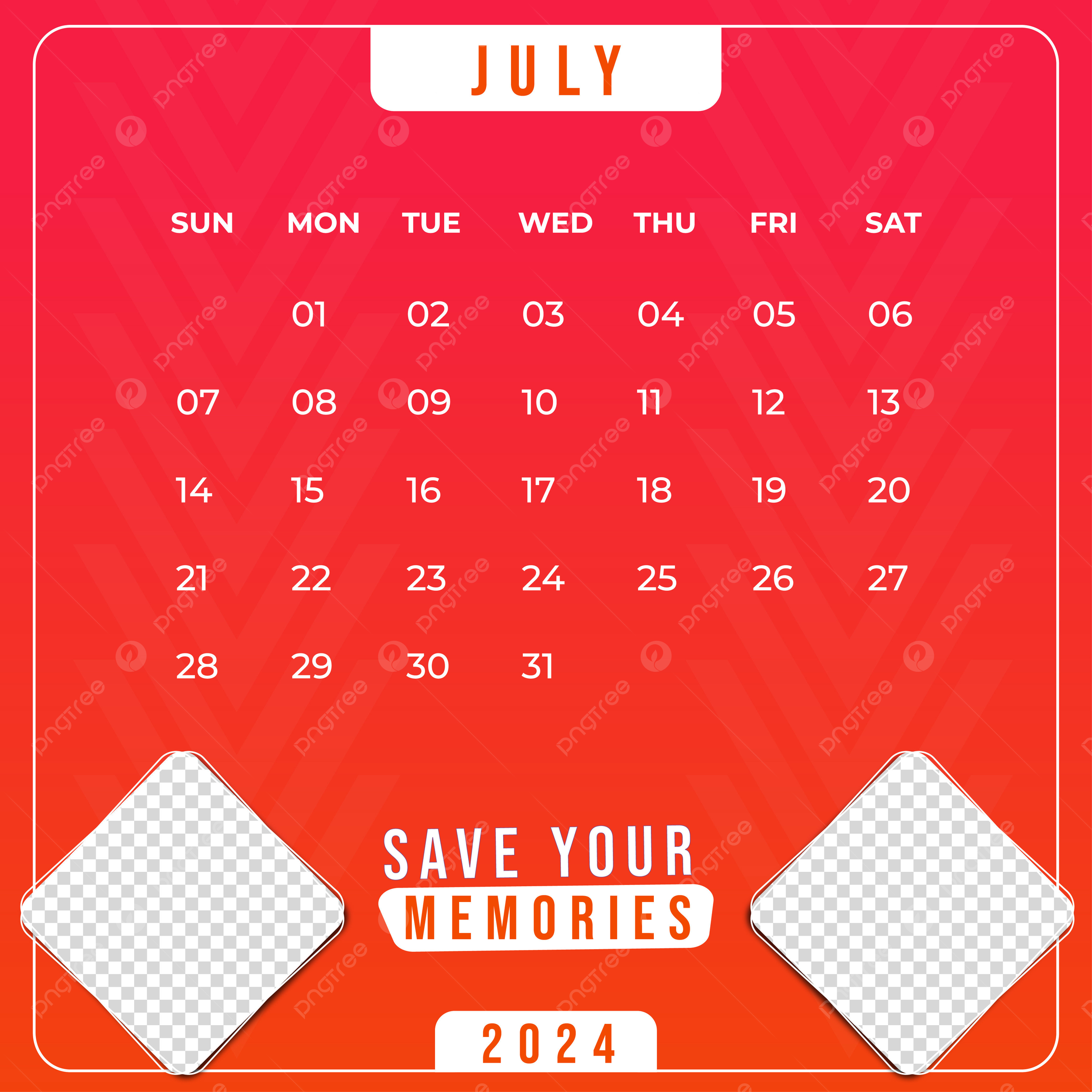 Modern Social Media Post Design 2024 July Calendar With Place For regarding Social Media Calendar July 2024