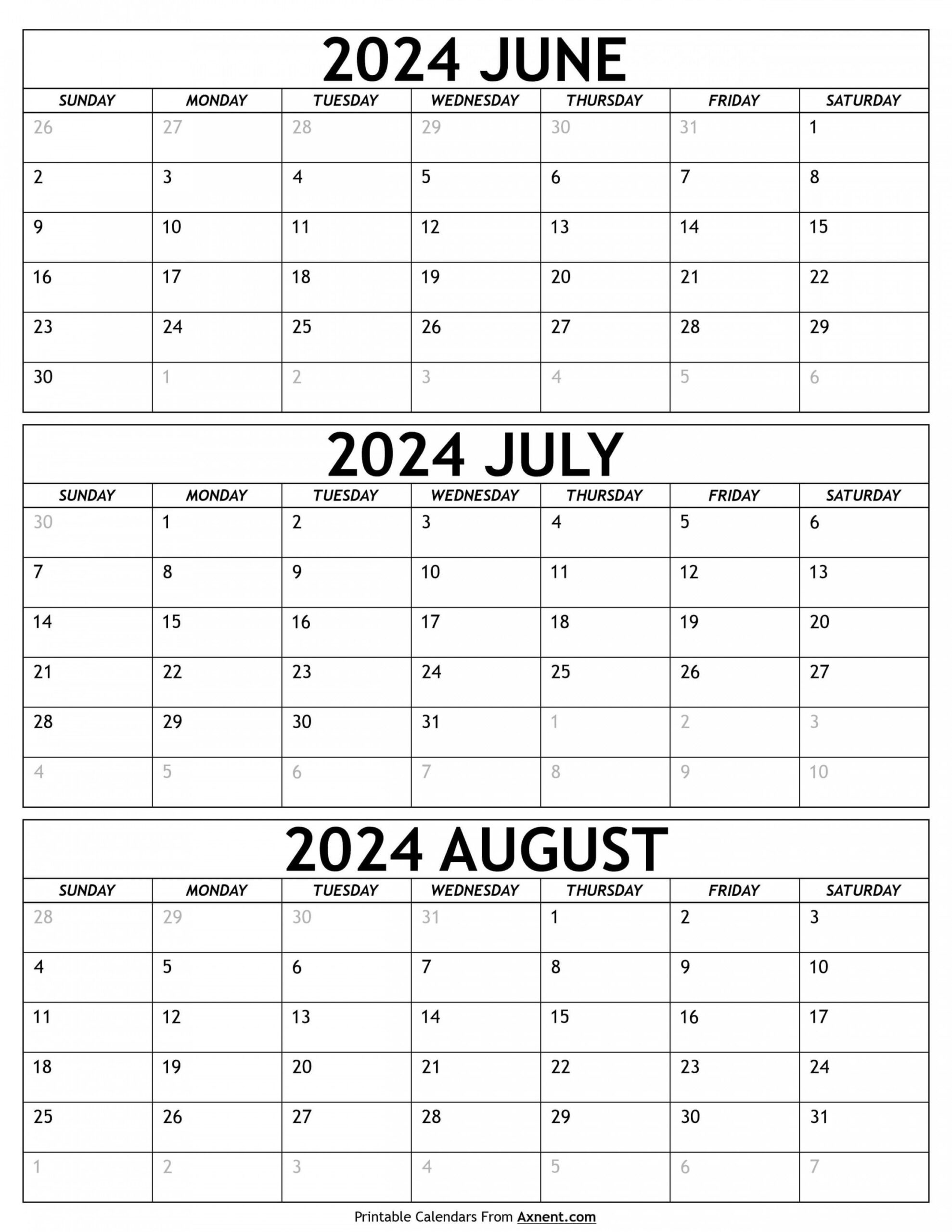 Printable Calendar June July August 2024 In 2024 | June Calendar pertaining to June July August 2024 Printable Calendar