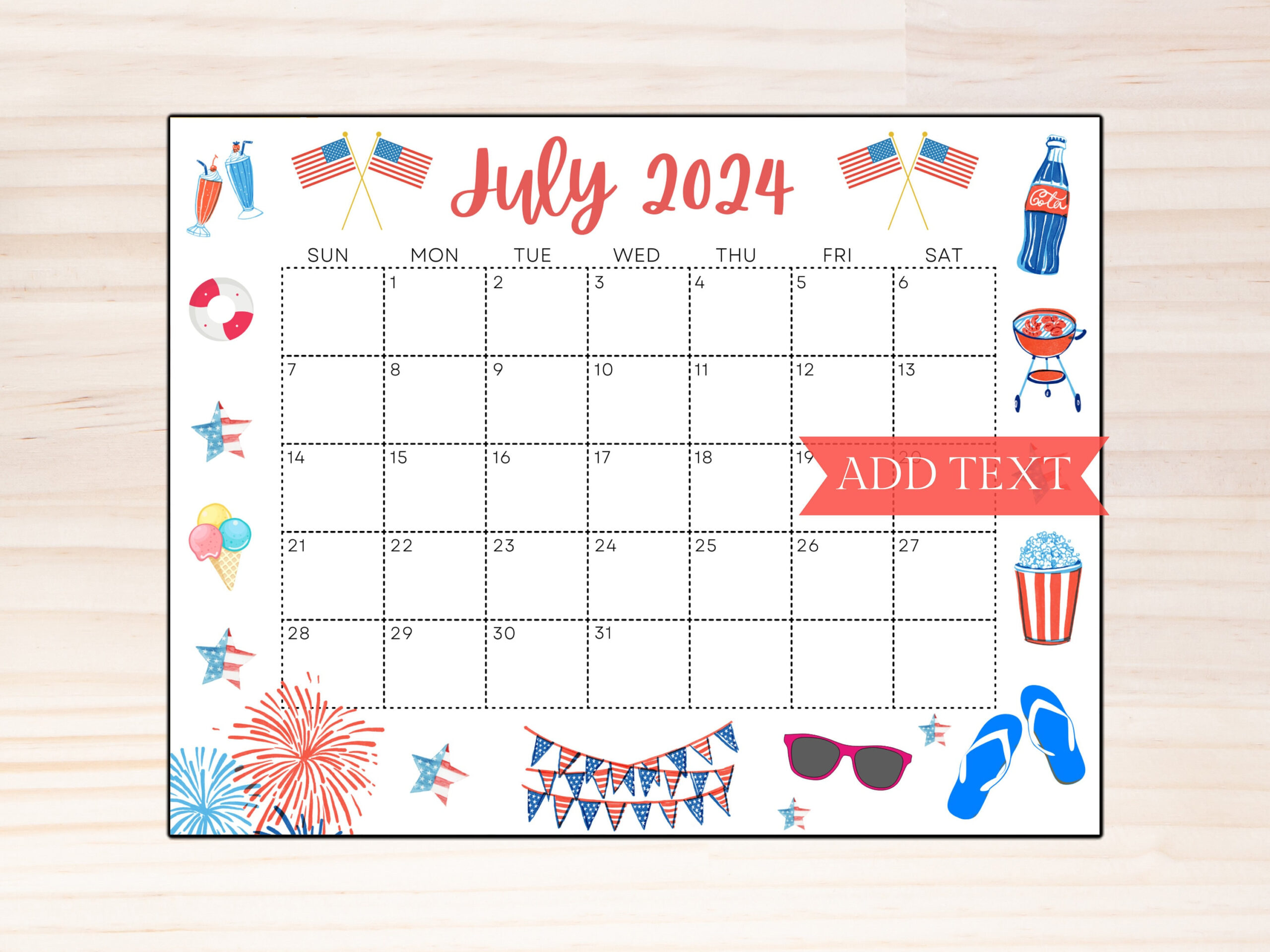 Printable July 2024 Calendar, Editable Classroom Calendar, Summer regarding Calendar Ideas For July 2024