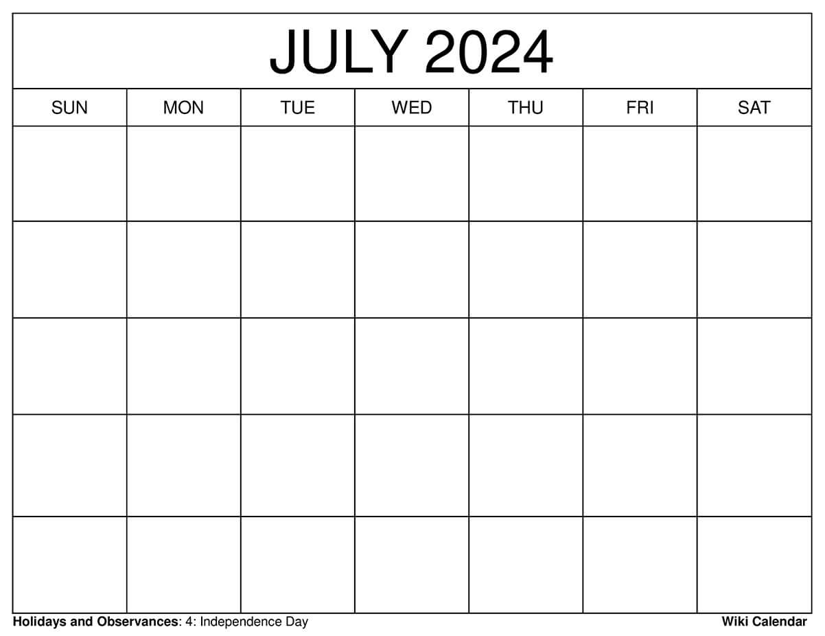 Printable July 2024 Calendar Templates With Holidays within Daily Calendar 2024 July