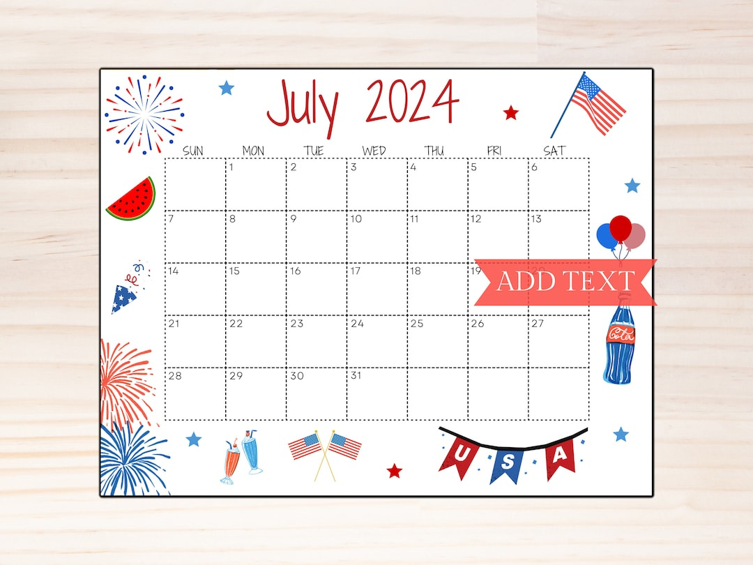 Printable July 2024 Wall Calendar, Editable Classroom Calendar inside Editable Calendar Template July 2024