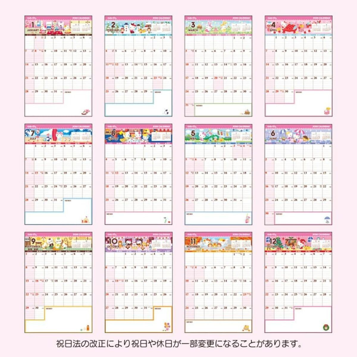 Sanrio Character Hello Kitty Writing Wall Calendar Diary 2024 New Japan inside Sanrio July 2024 Calendar