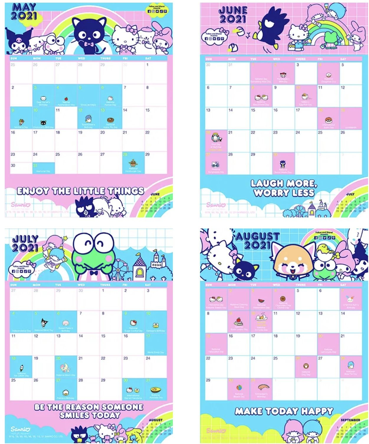 Sanrio Friend Of The Month Printable Calendar throughout Sanrio July 2024 Calendar