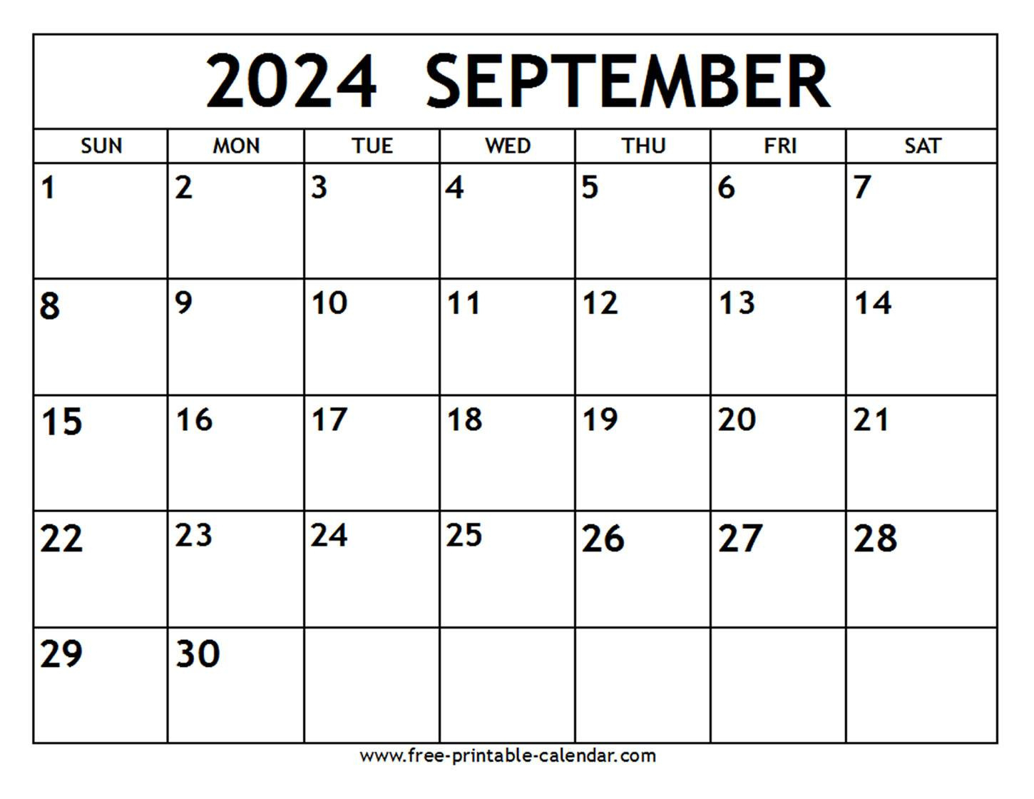 September 2024 Calendar - Free-Printable-Calendar with regard to Free Printable Blank September Calendar For 2024