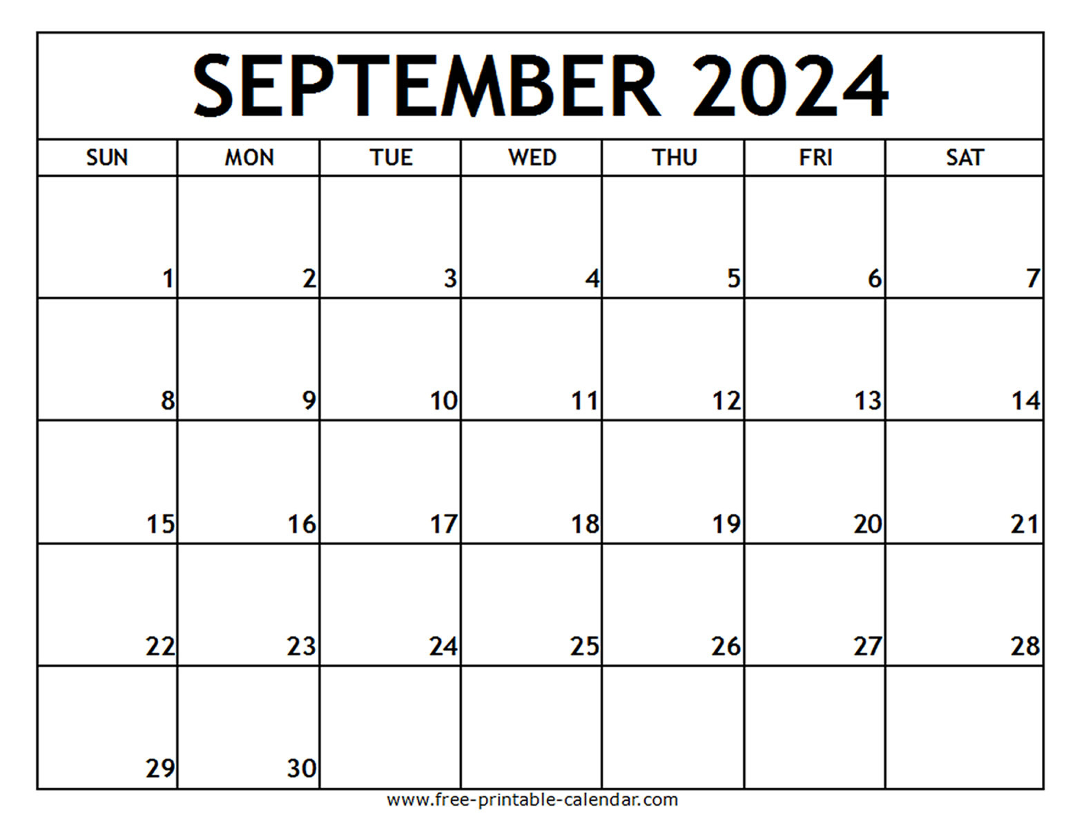 September 2024 Printable Calendar - Free-Printable-Calendar throughout Free Printable Blank Sept 2024 Calendar