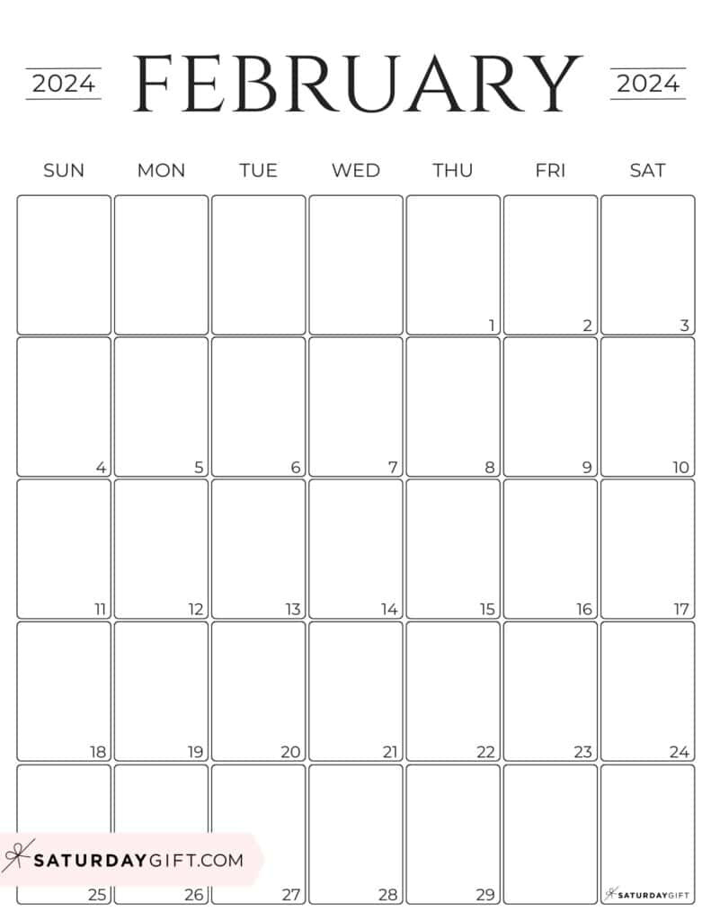 Simple Calendar Template 2024 - Free Printable Vertical Calendar for Free Printable Calendar 2024 February Vertical