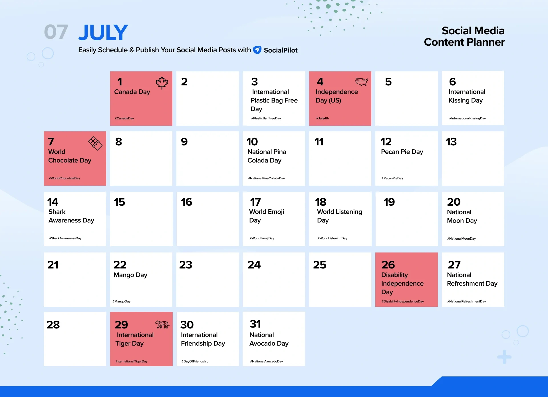 Social Media Holiday Calendar For 2024 within July Social Media Content Calendar 2024