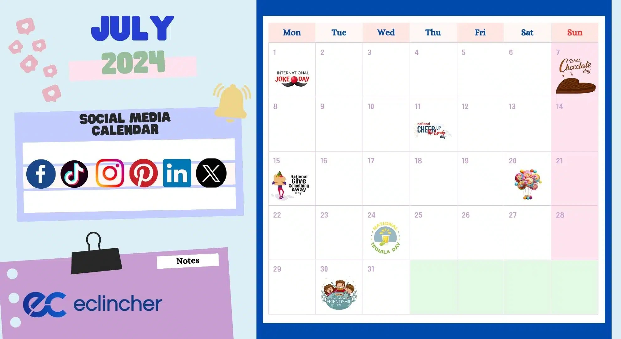 The Essential Social Media Calendar 2024 That You Can&amp;#039;T Miss for Calendar Emoji July 6 2024