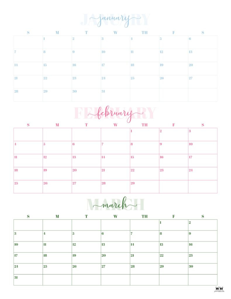 Three Month/Quarterly Calendars - 36 Free Calendars | Printabulls for 3 Month Calendar June July August 2024