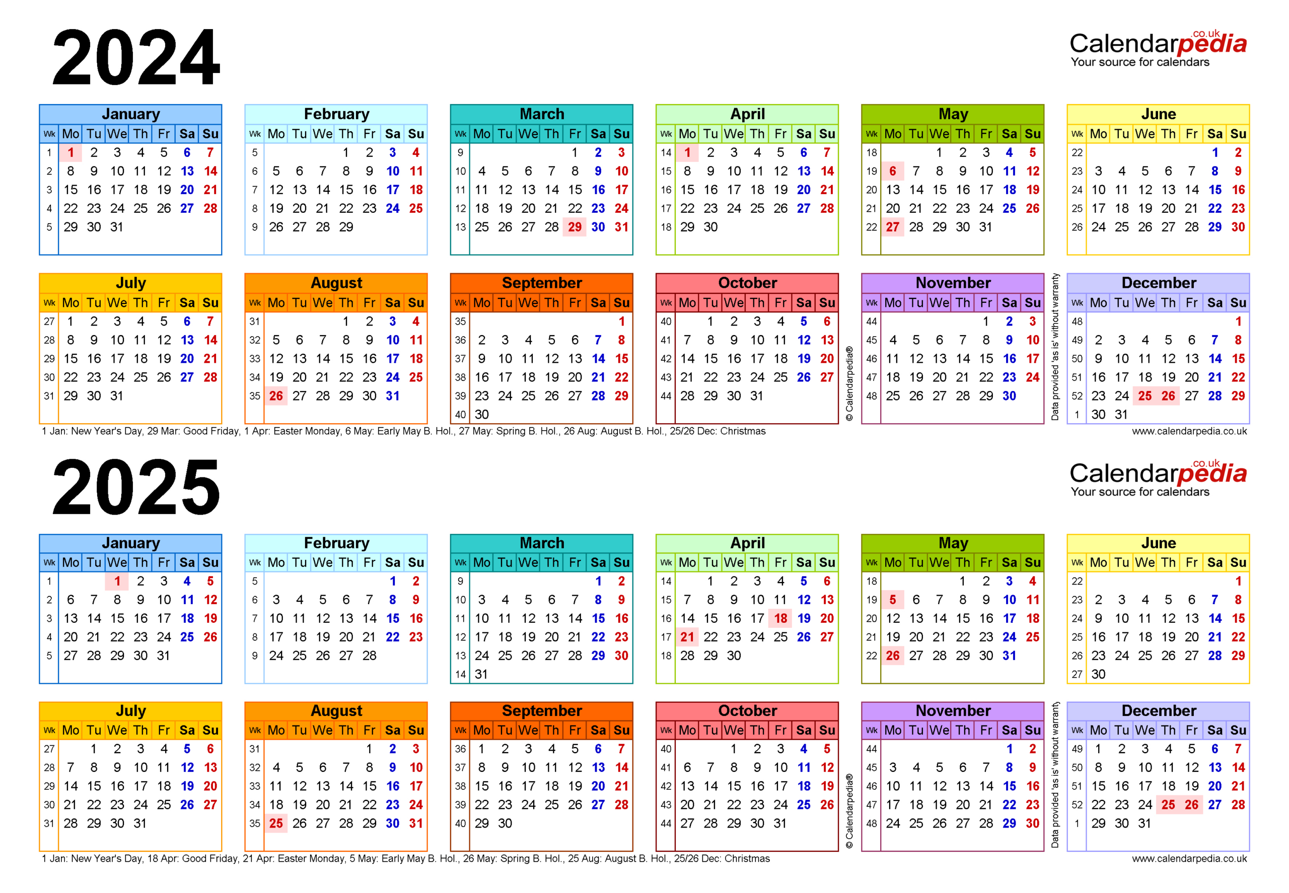 Two Year Calendars For 2024 And 2025 (Uk) For Pdf with regard to Free Printable Calendar 2024 And 2025