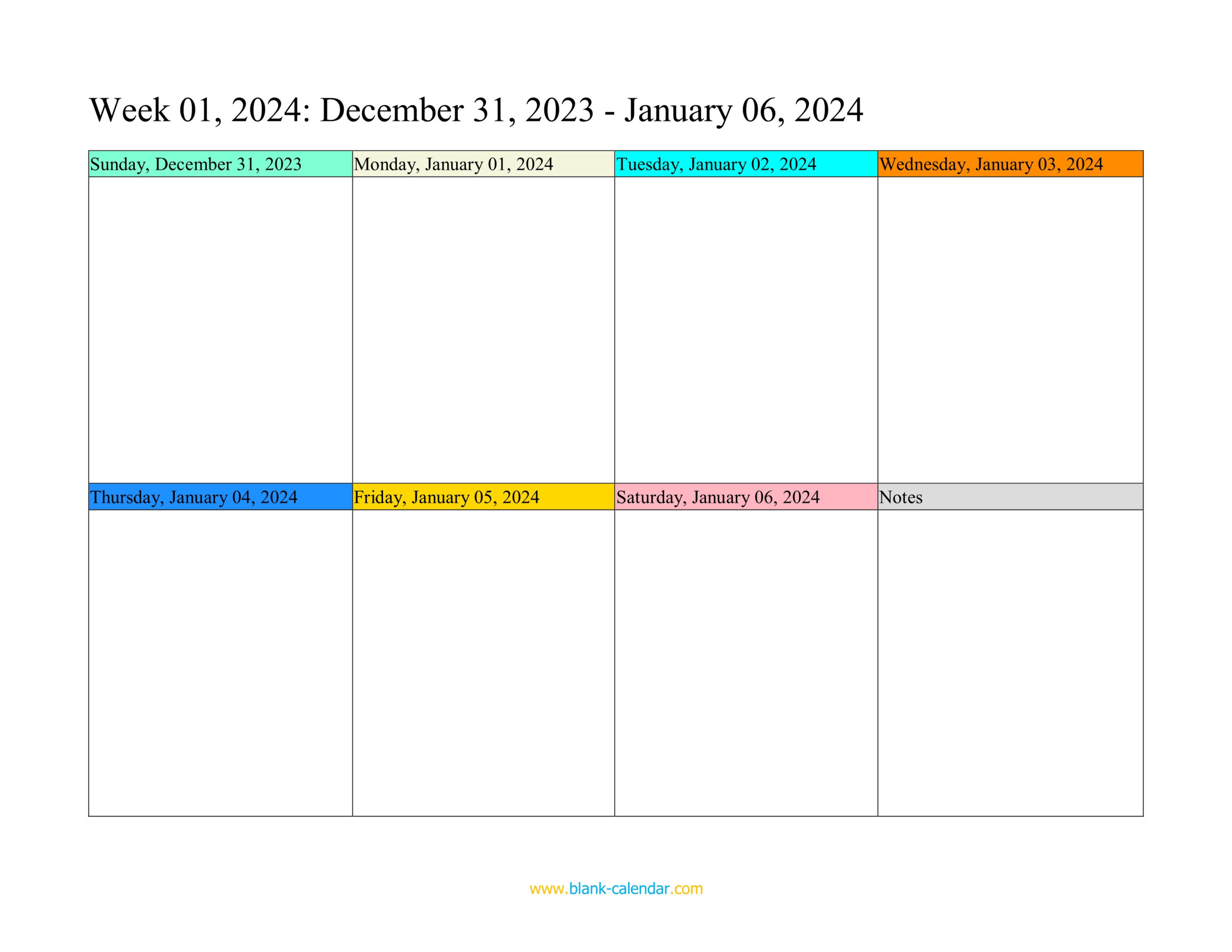 Weekly Calendar 2024 (Word, Excel, Pdf) in Free Printable Blank Weekly Calendar 2024