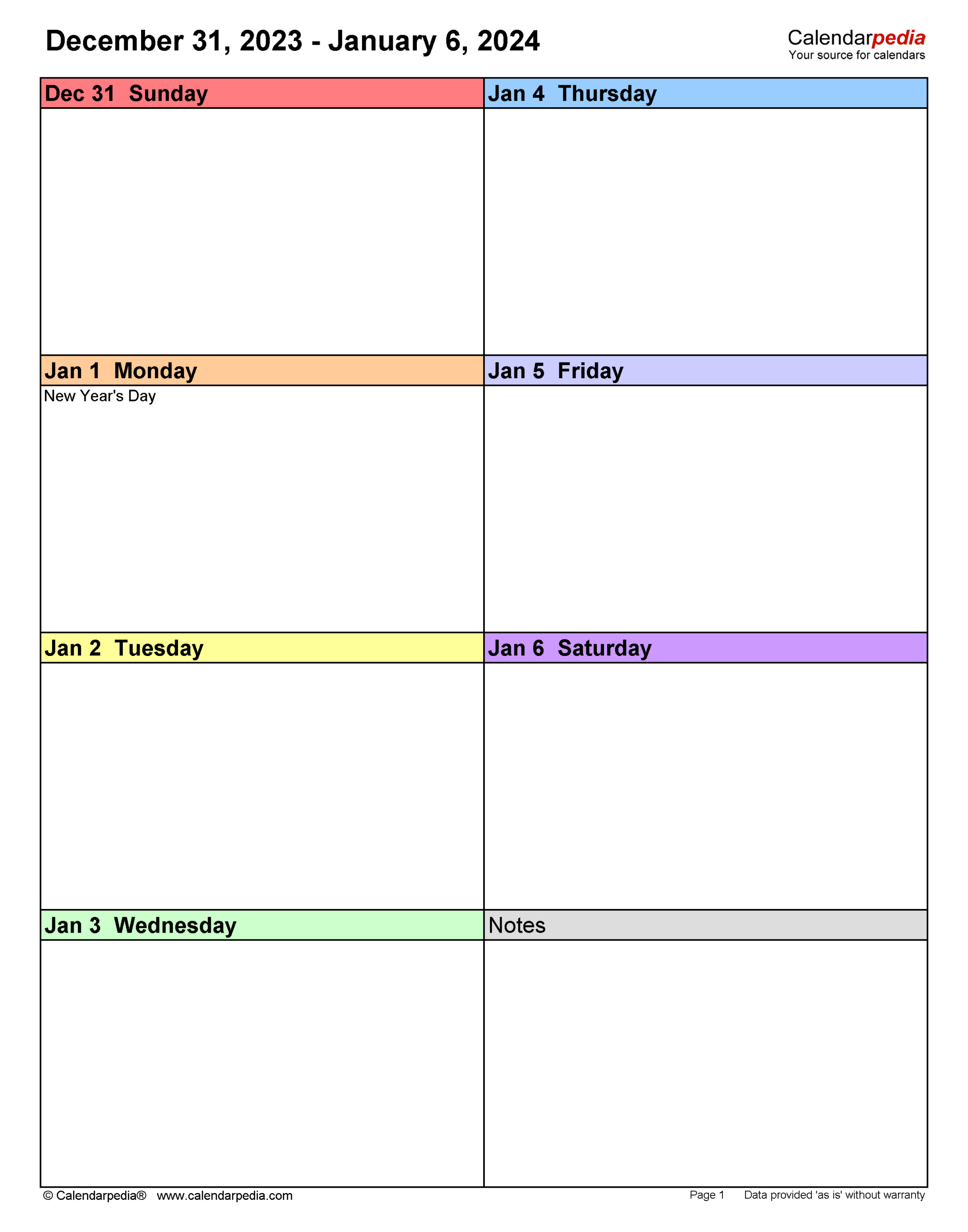 Weekly Calendars 2024 For Word - 12 Free Printable Templates inside Free Printable Blank Weekly Calendar 2024