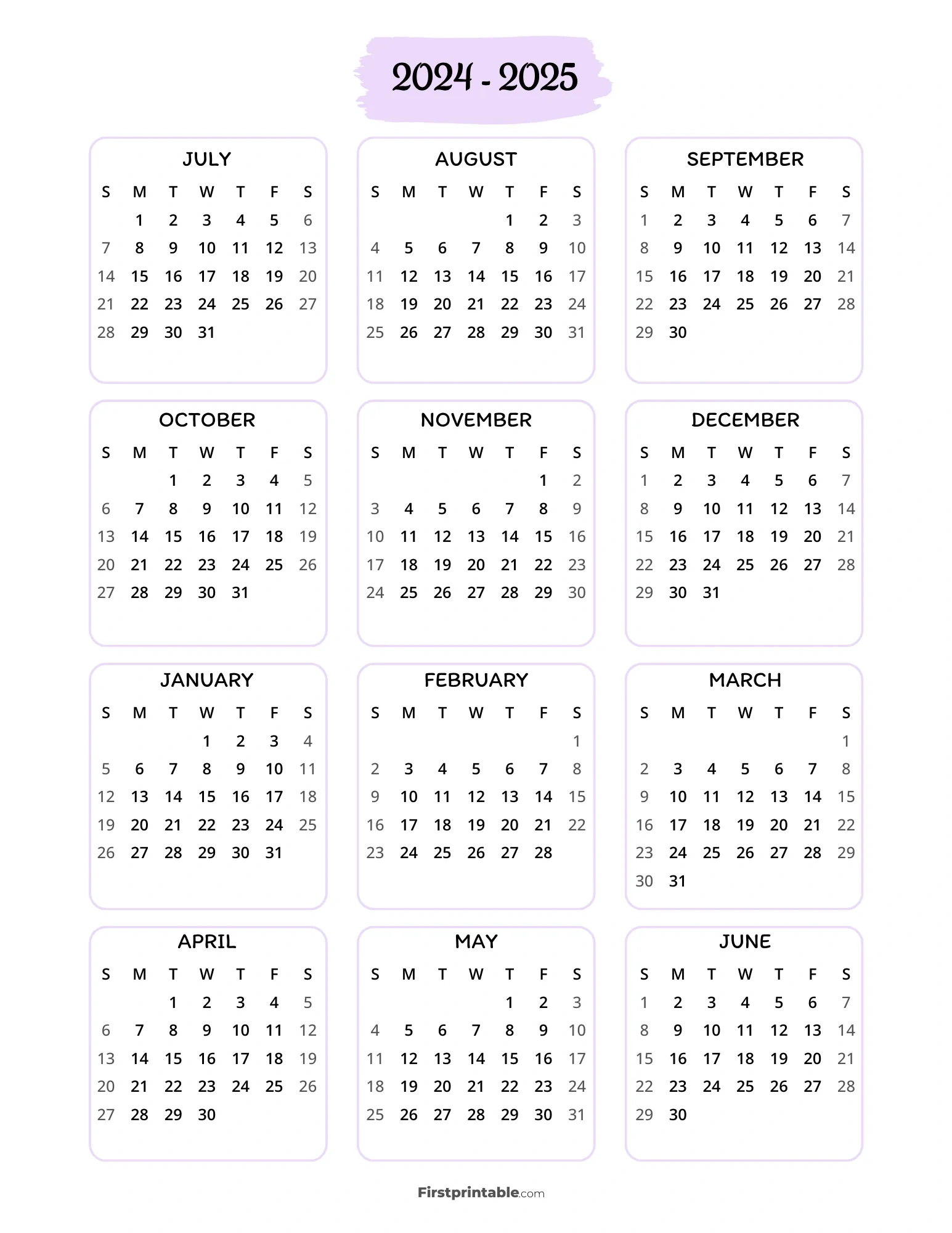 2024-2025 Calendar Printables | Free Pdf pertaining to Free Printable Calendar 2024-2025 Academic