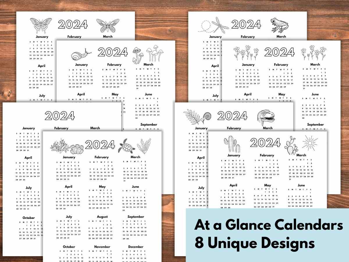 2024 At A Glance One Page Calendars - Nature Inspired Learning with regard to Free Printable Calendar 2024 Nature