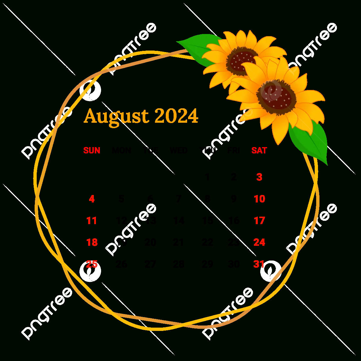 2024 August Month Calendar With Flower Frame Design Vector in August Calendar Themes 2024