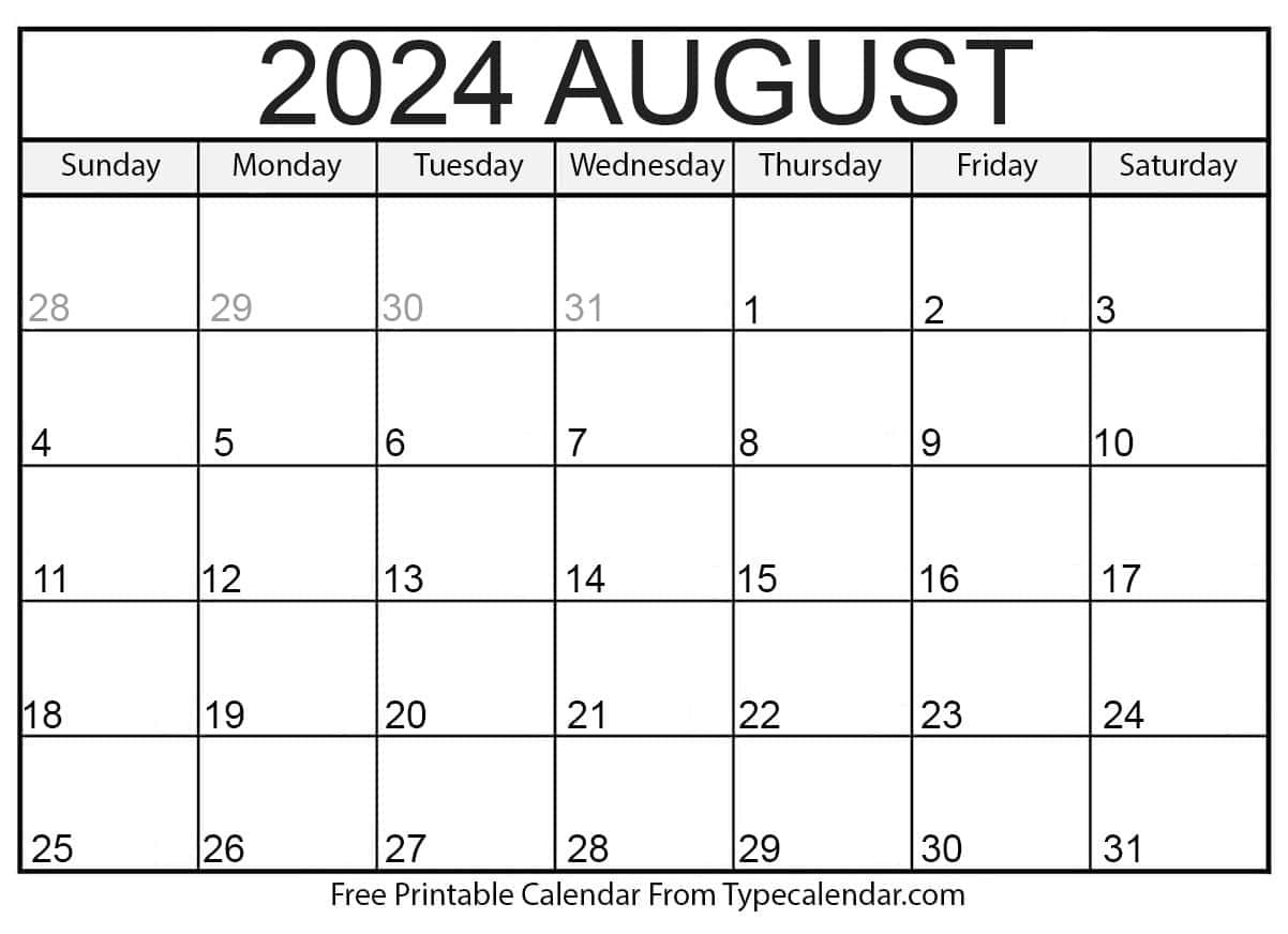 2024 Calendar: Free Printable Calendar With Holidays for Printable Monthly Calendar July And August 2024