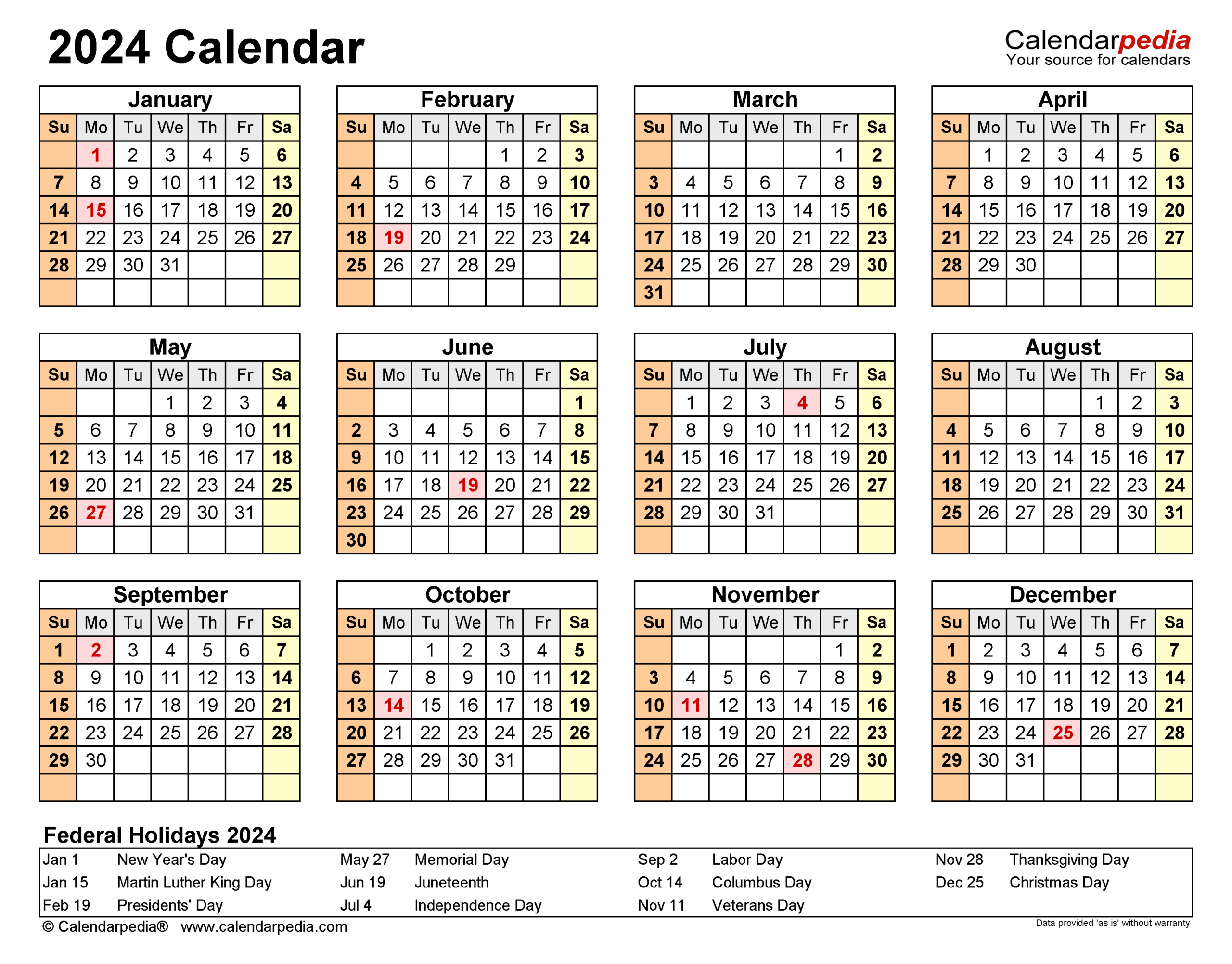 2024 Calendar - Free Printable Pdf Templates - Calendarpedia inside Free Printable Calendar 2024 Calendarpedia