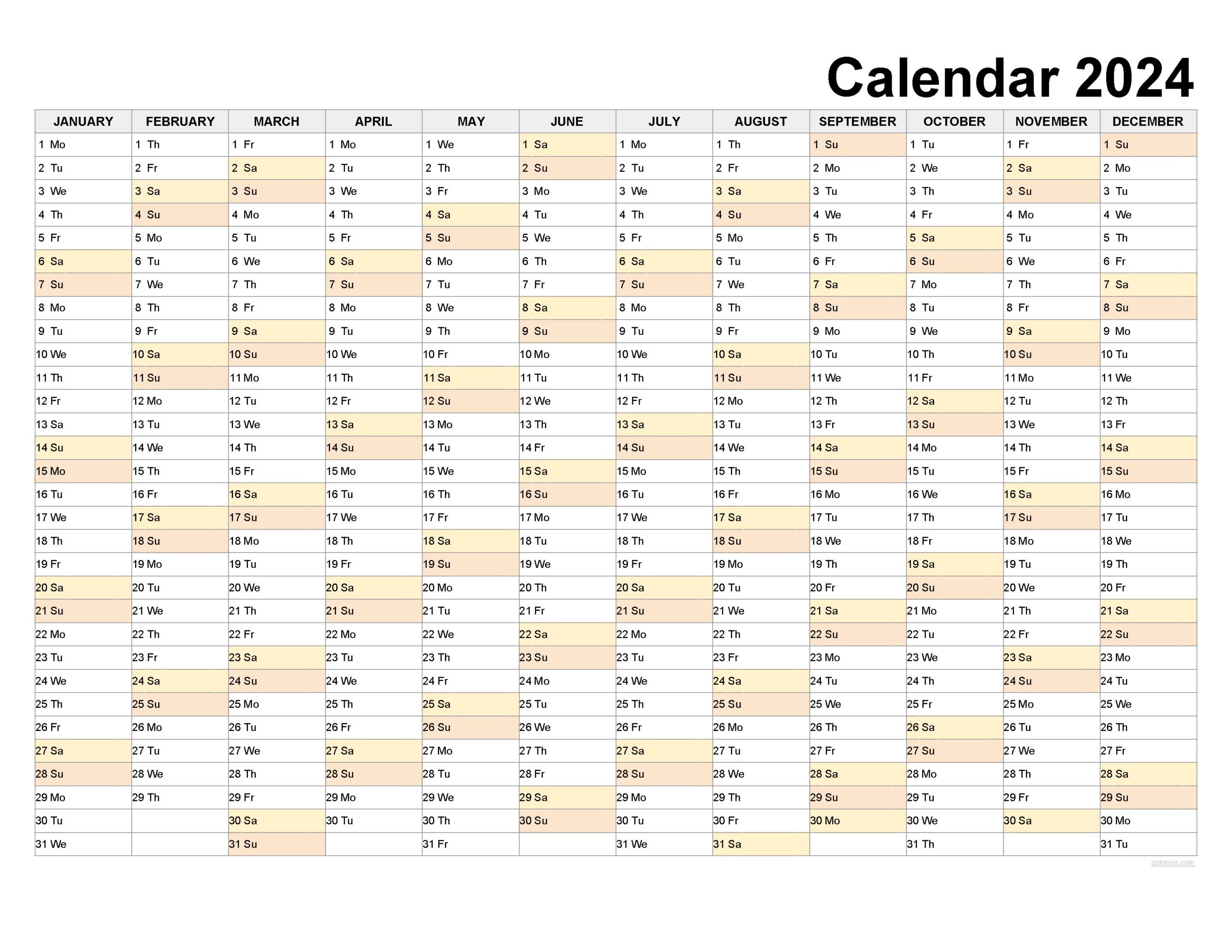 2024 Calendar, Monthly Calendars, With Calendar Maker ✓ Pdf within Free Printable Calendar 2024 Excel Format