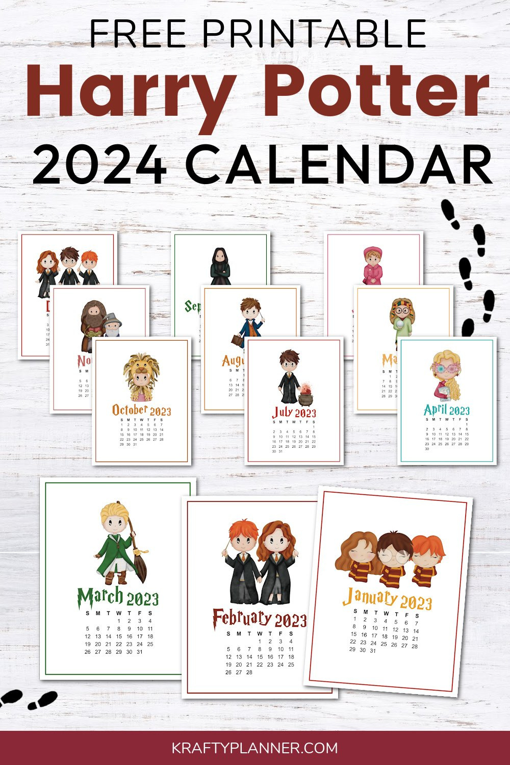 2024 Harry Potter Calendar | Free Printable — Krafty Planner for Free Printable Calendar 2024 Harry Potter