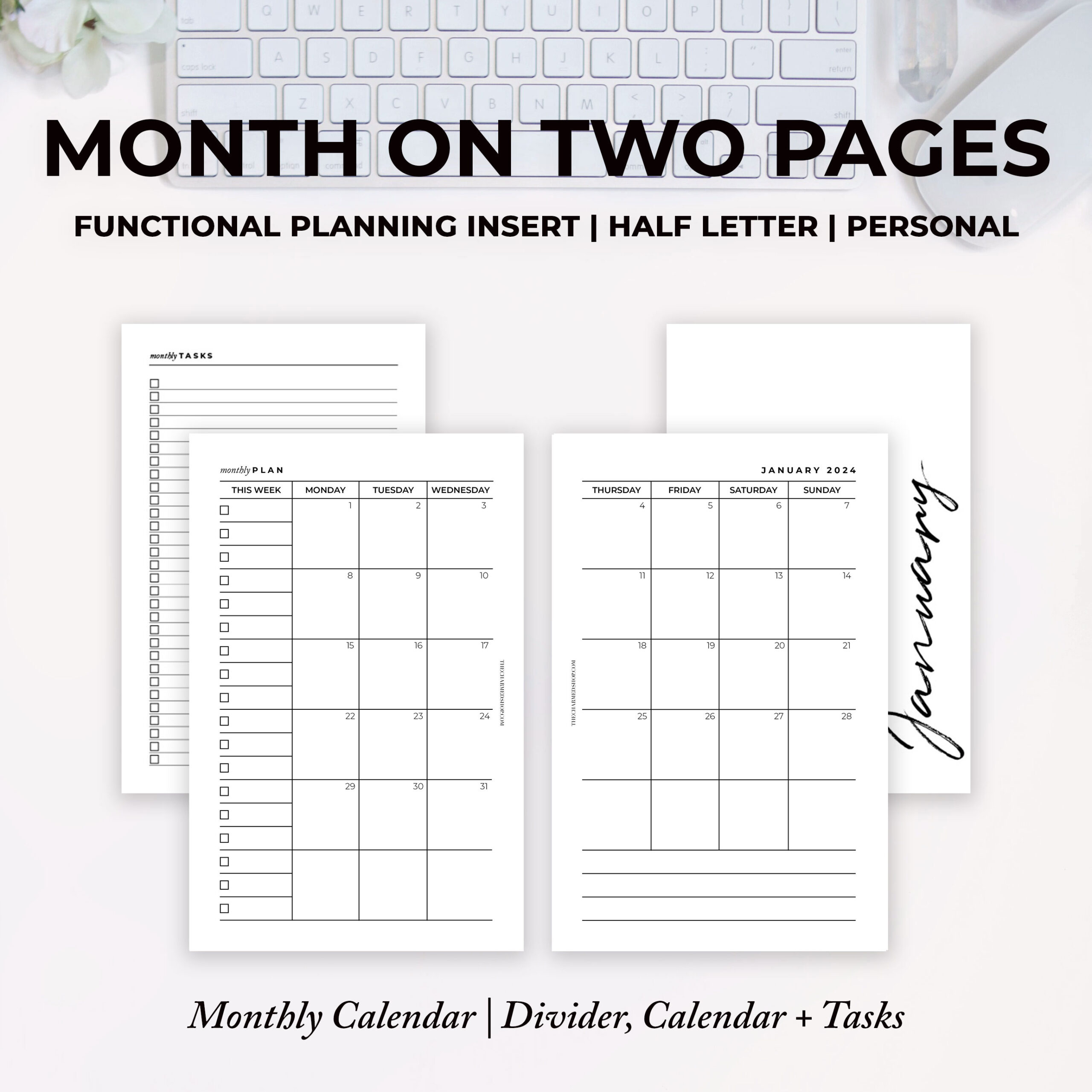 2024 Month On Two Pages Calendar {Printable Pdf} inside Free Printable Calendar 2024 Two Page Per Month