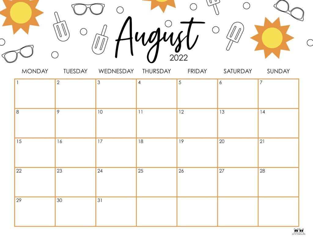 August 2022 Calendars - 33 Free Printables | Printabulls with regard to Calendar For August 2022