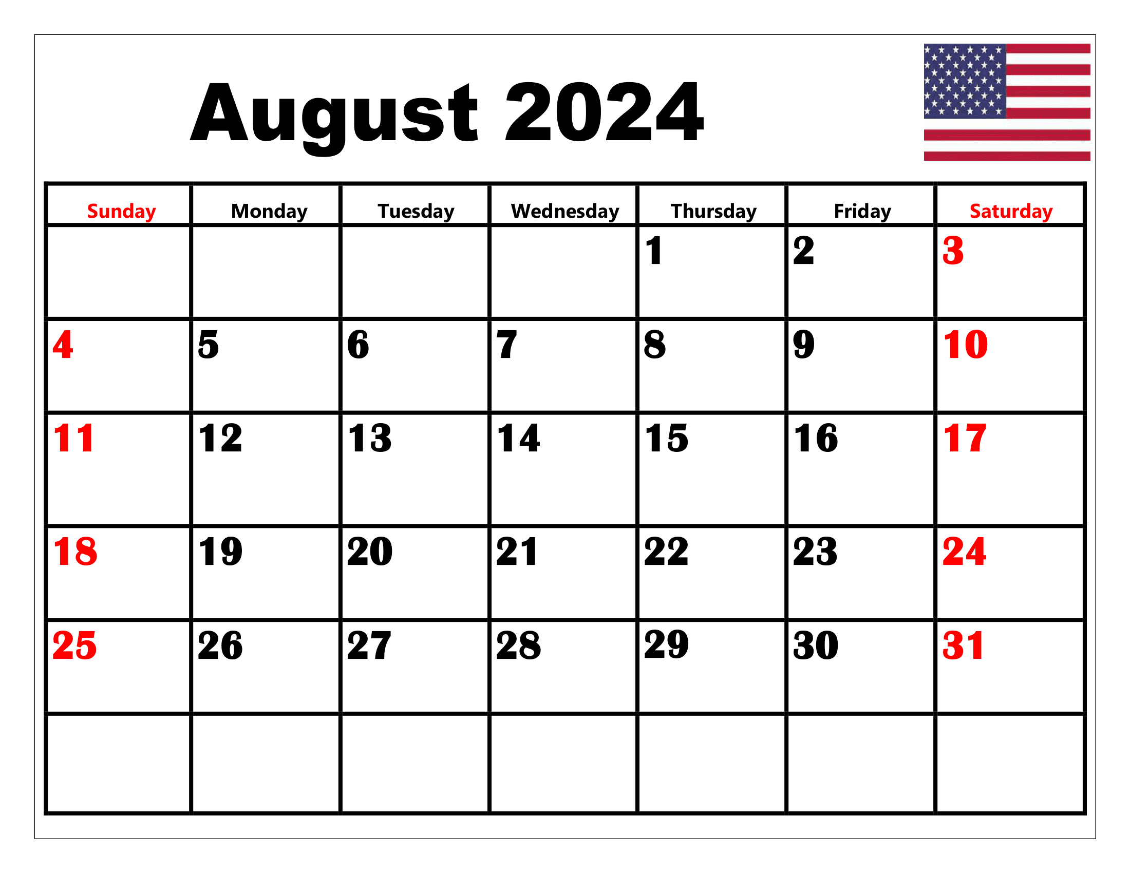 August 2024 Calendar Printable Pdf Templates Free Download with regard to August 2024 Printable Calendar With Holidays