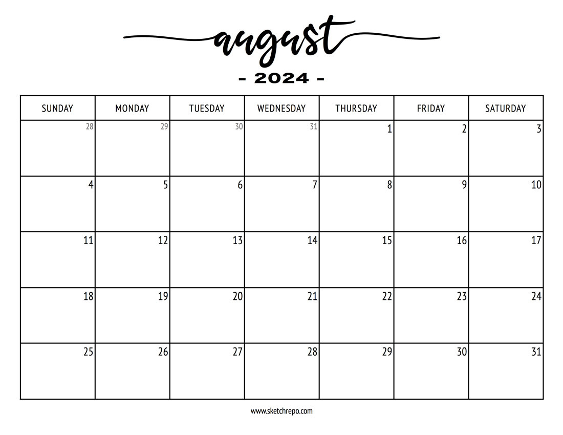 August 2024 Calendar – Sketch Repo throughout August Calendar Images 2024