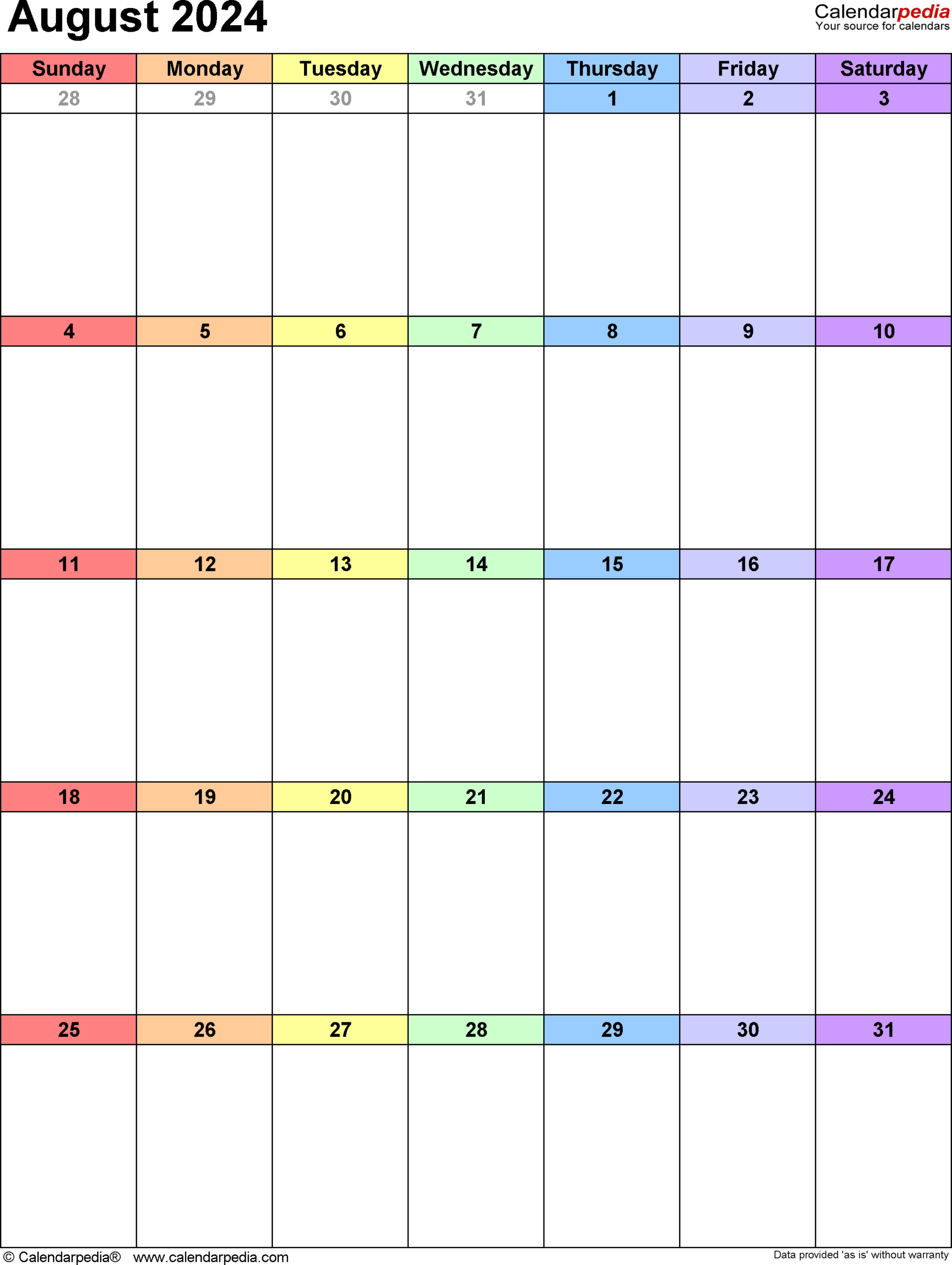 August 2024 Calendar | Templates For Word, Excel And Pdf for August 2024 Calendar Word