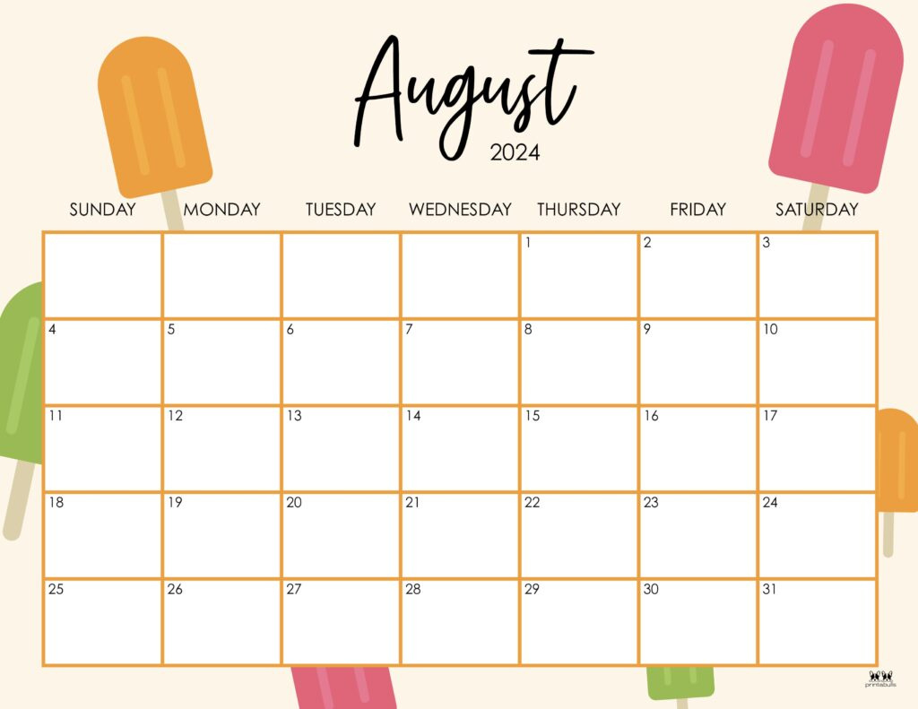 August 2024 Calendars - 50 Free Printables | Printabulls in Cute Printable August 2024 Calendar