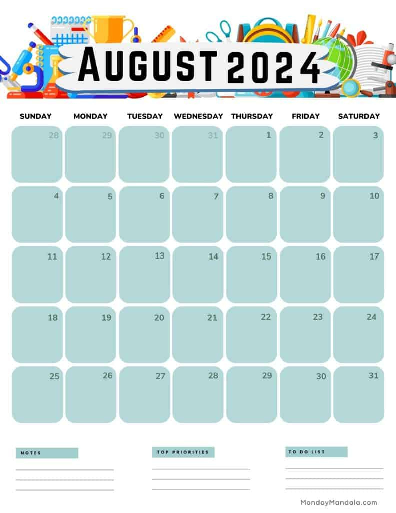 August 2024 Calendars (52 Free Pdf Printables) with regard to August 2024 Calendar Printable Portrait