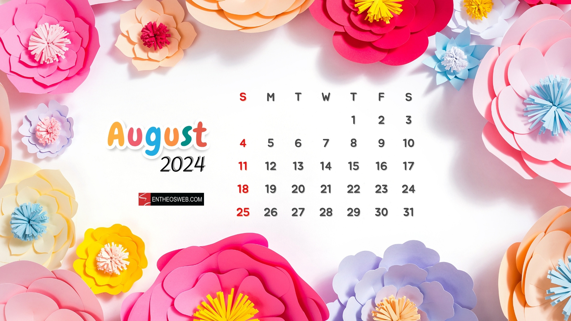 August 2024 Desktop Wallpaper | Entheosweb in August 2024 Calendar Background