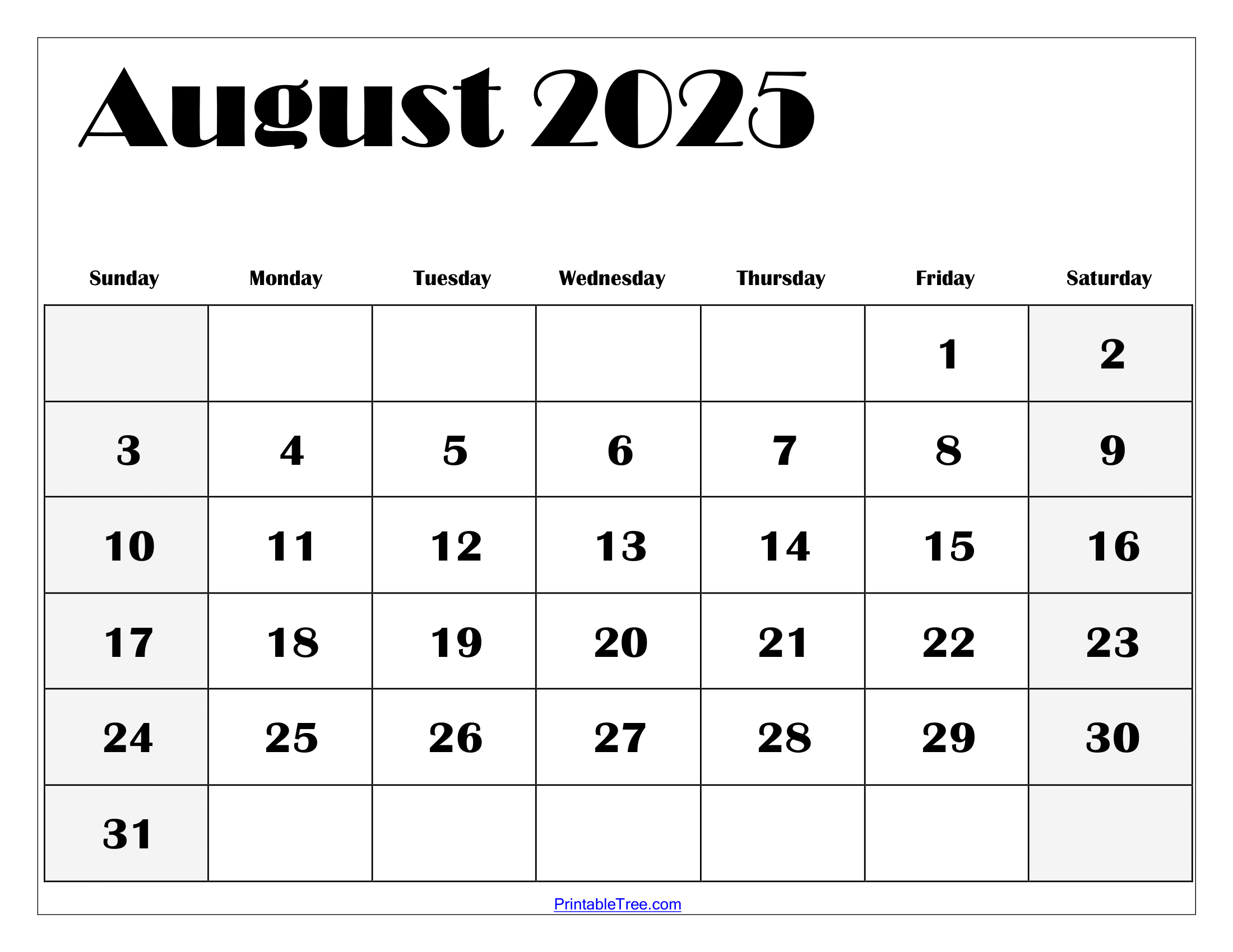 August 2025 Calendar Printable Pdf Template With Holidays in Calendar For August 2025