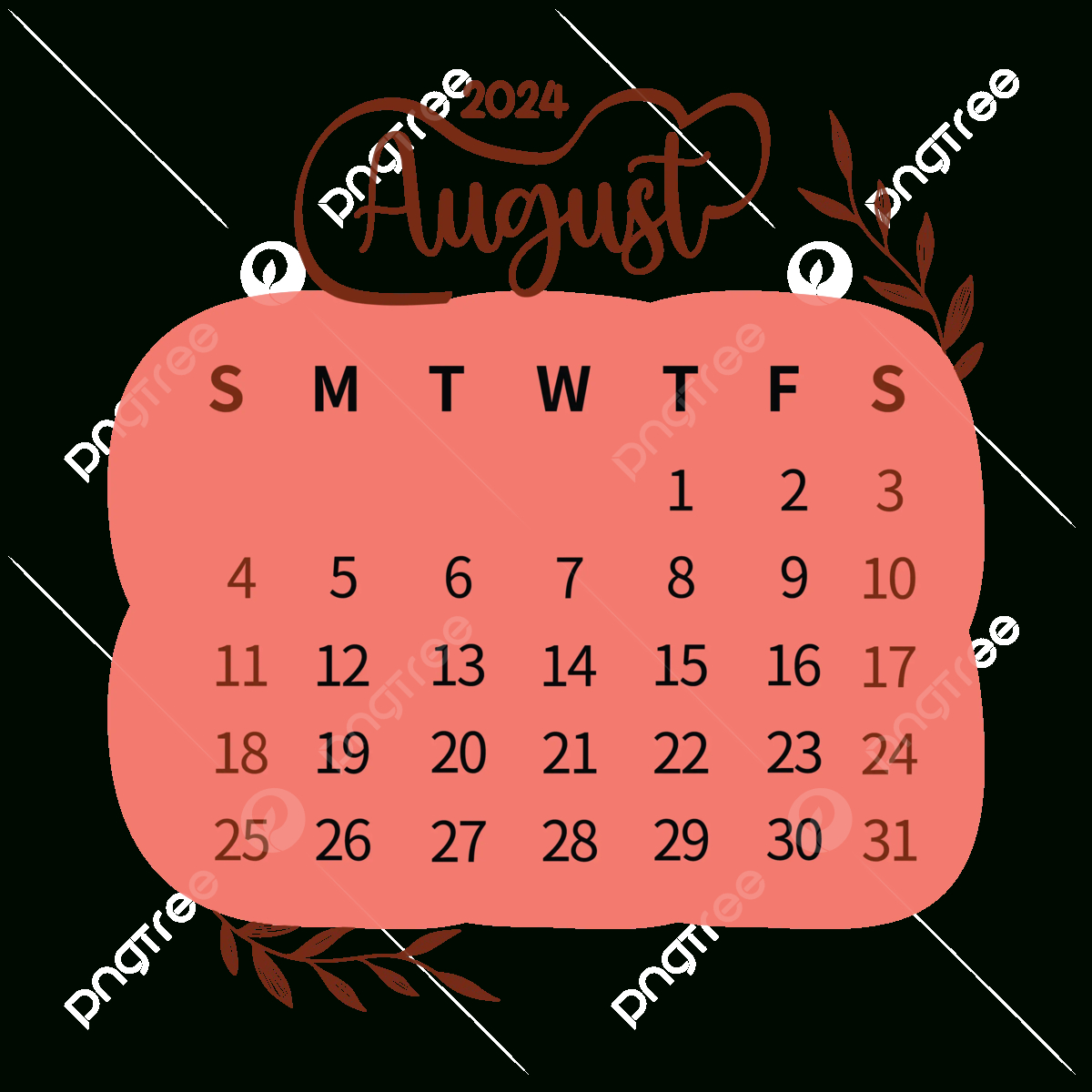 August Calendar Clipart Png, Vector, Psd, And Clipart With in August Calendar Clip Art 2024