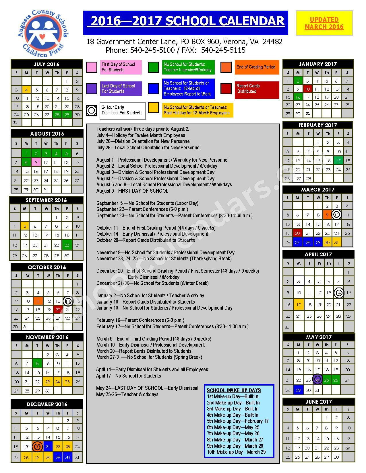 Augusta County Calendar throughout Augusta County School Calendar 24 25 Printable