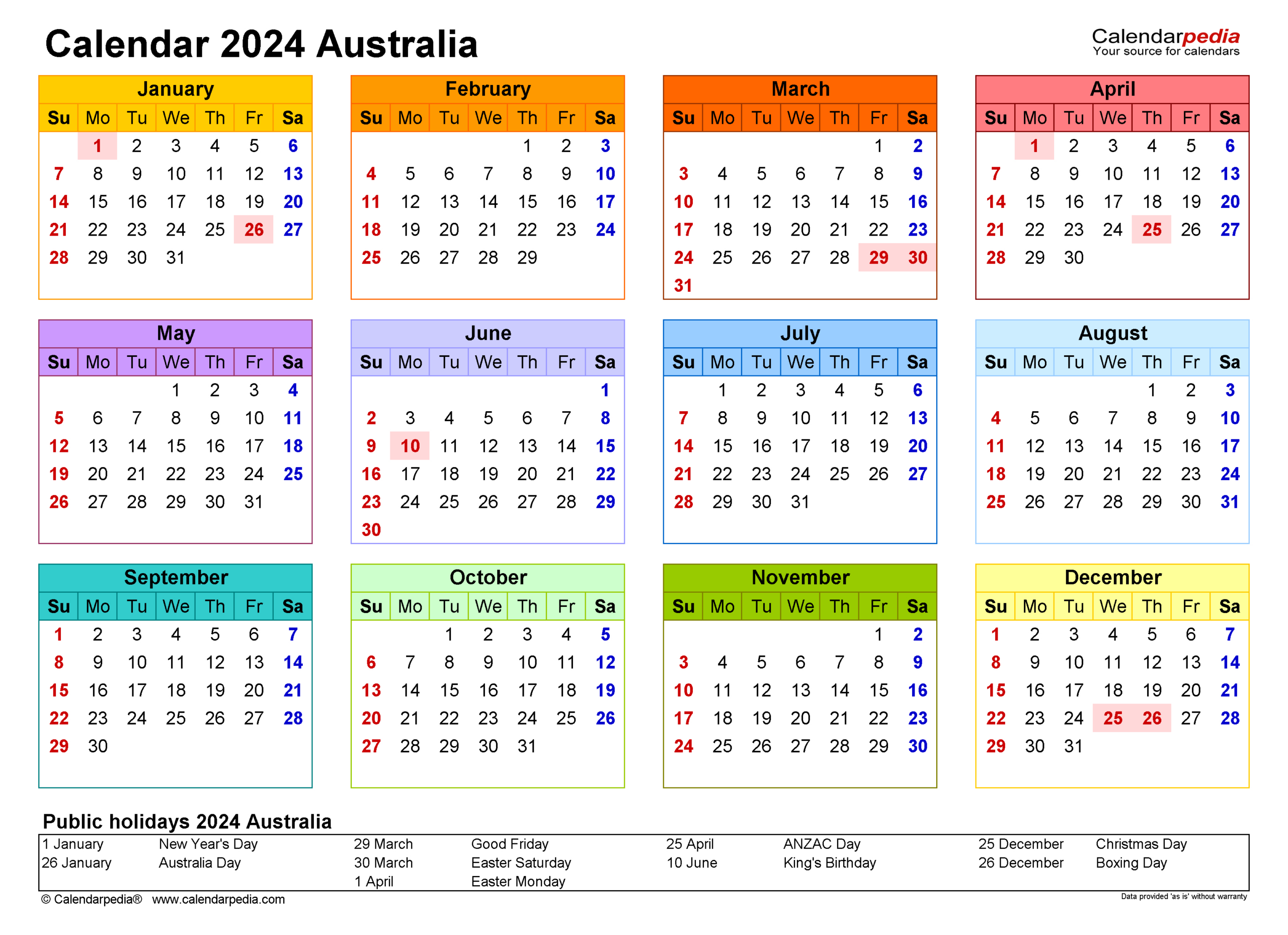 Australia Calendar 2024 - Free Printable Pdf Templates within Free Printable Australian Calendar 2024