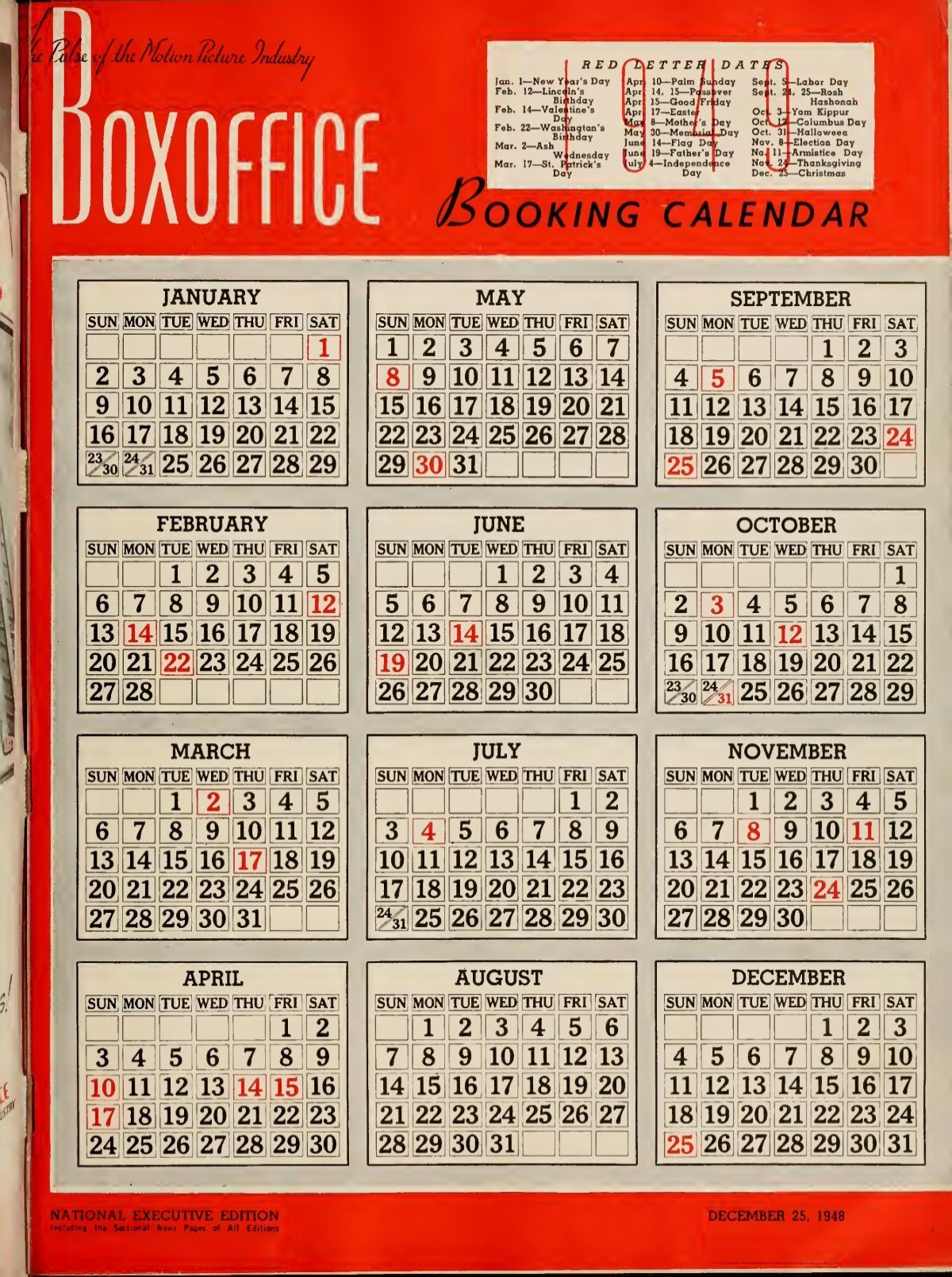 Boxoffice-December.25.1948 for Augusta County Va School Calendar 24-25 Printable