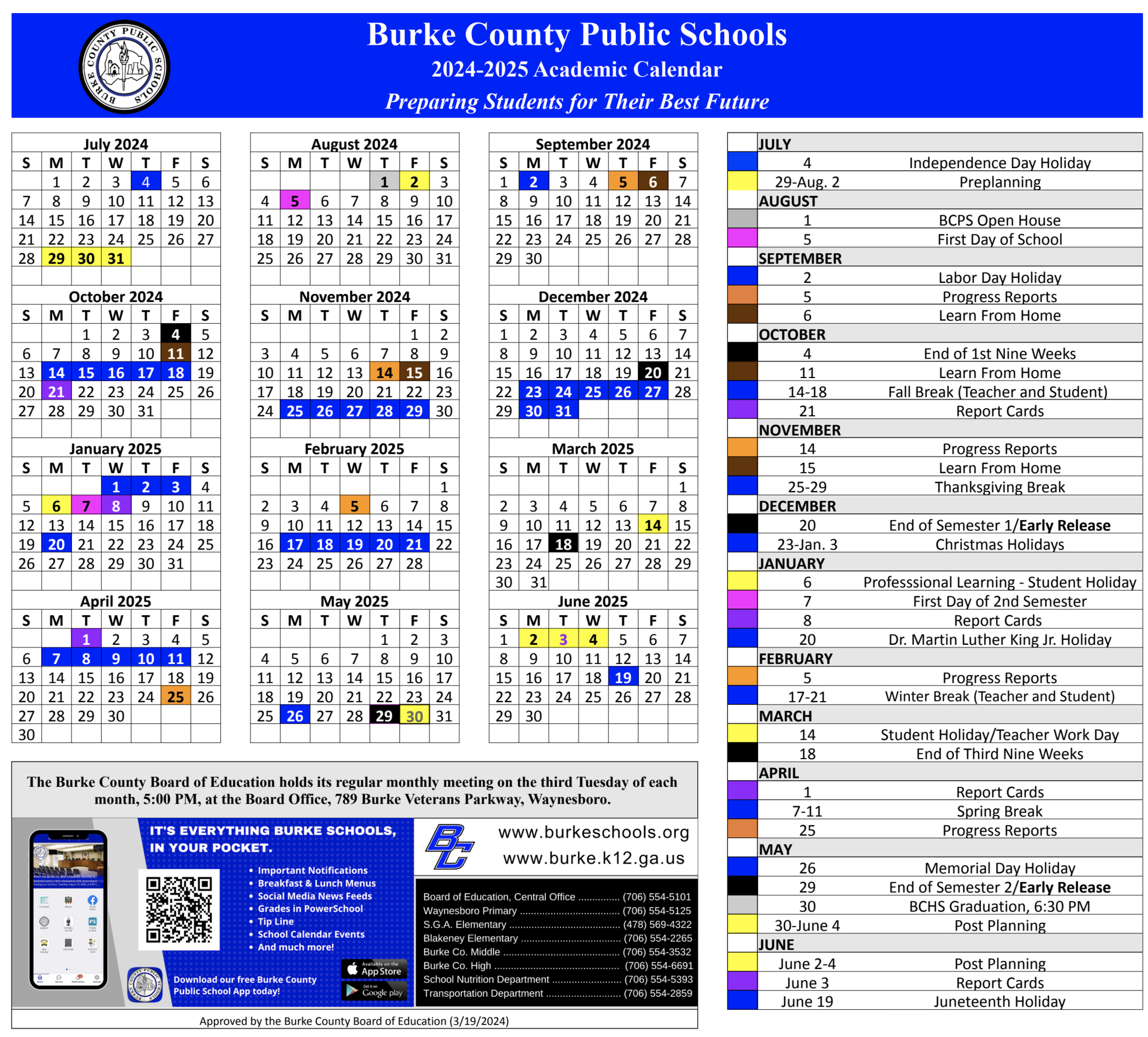 Calendar – Students &amp;amp; Parents – Burke County Public Schools pertaining to Augusta County School Calendar 2024-2025 Printable