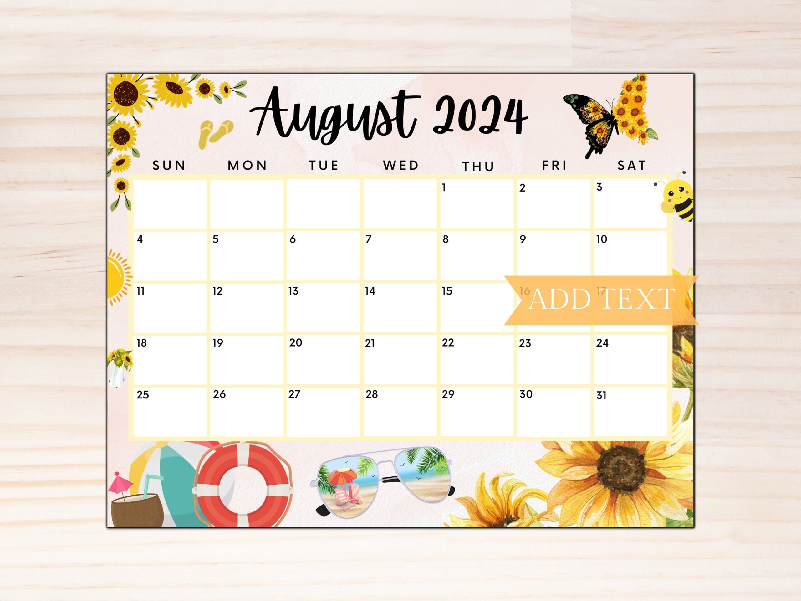 Editable August 2024 Calendar, Printable Calendar 2024, Beautiful for 2024 Calendar Of August