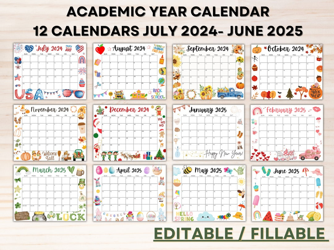 Editable School Calendar 2024-2025 From July To June Printable inside June July August 2024 Calendar Editable