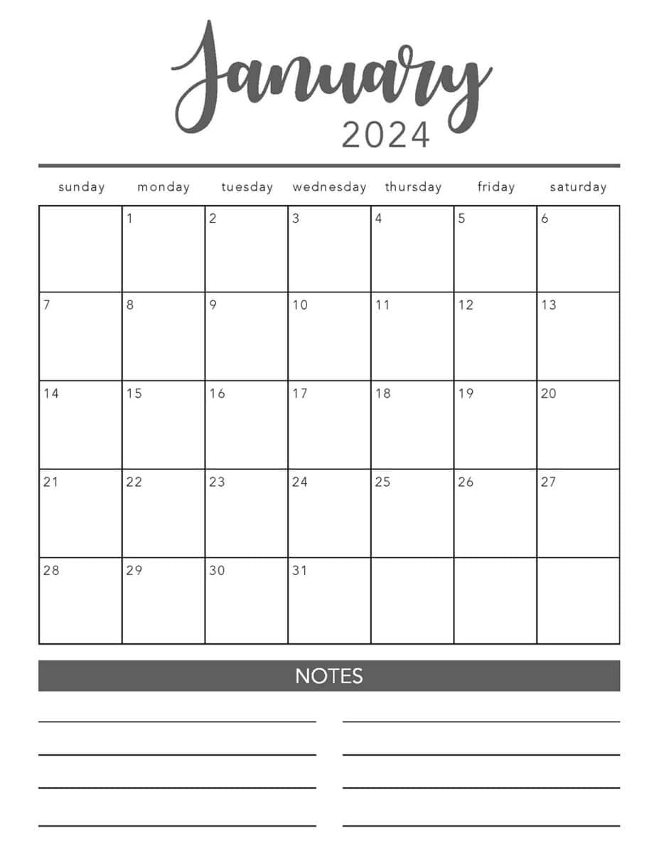 Free 2024 Printable Calendar Template - I Heart Naptime intended for Free Printable Calendar 2024 Black And White