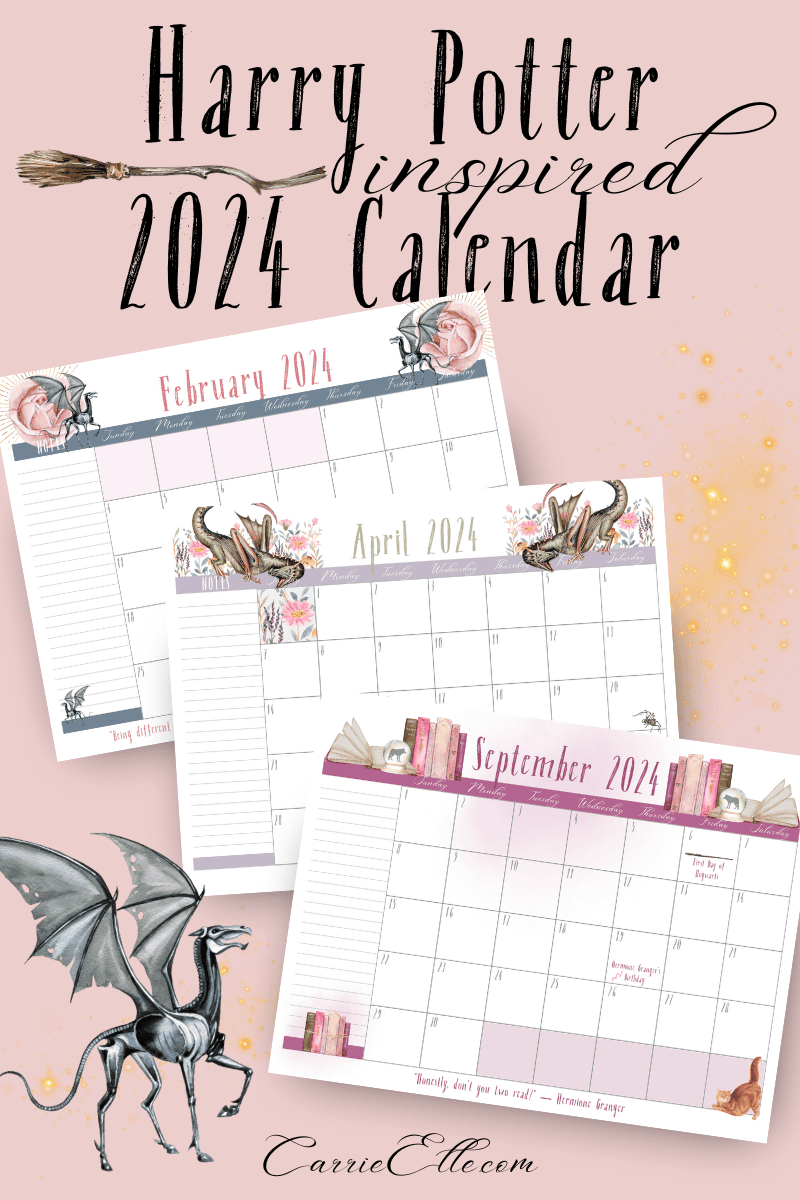 Free Printable 2024 Wizard Magic Harry Potter-Inspired Calendar intended for Free Printable Calendar 2024 Harry Potter