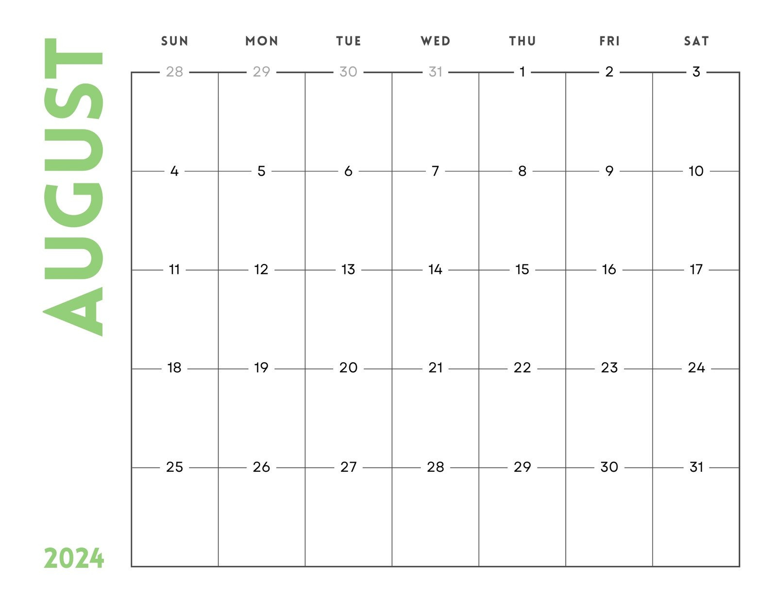 Free Printable August 2024 Calendar Templates | Canva for 2024 August Free Printable Calendar